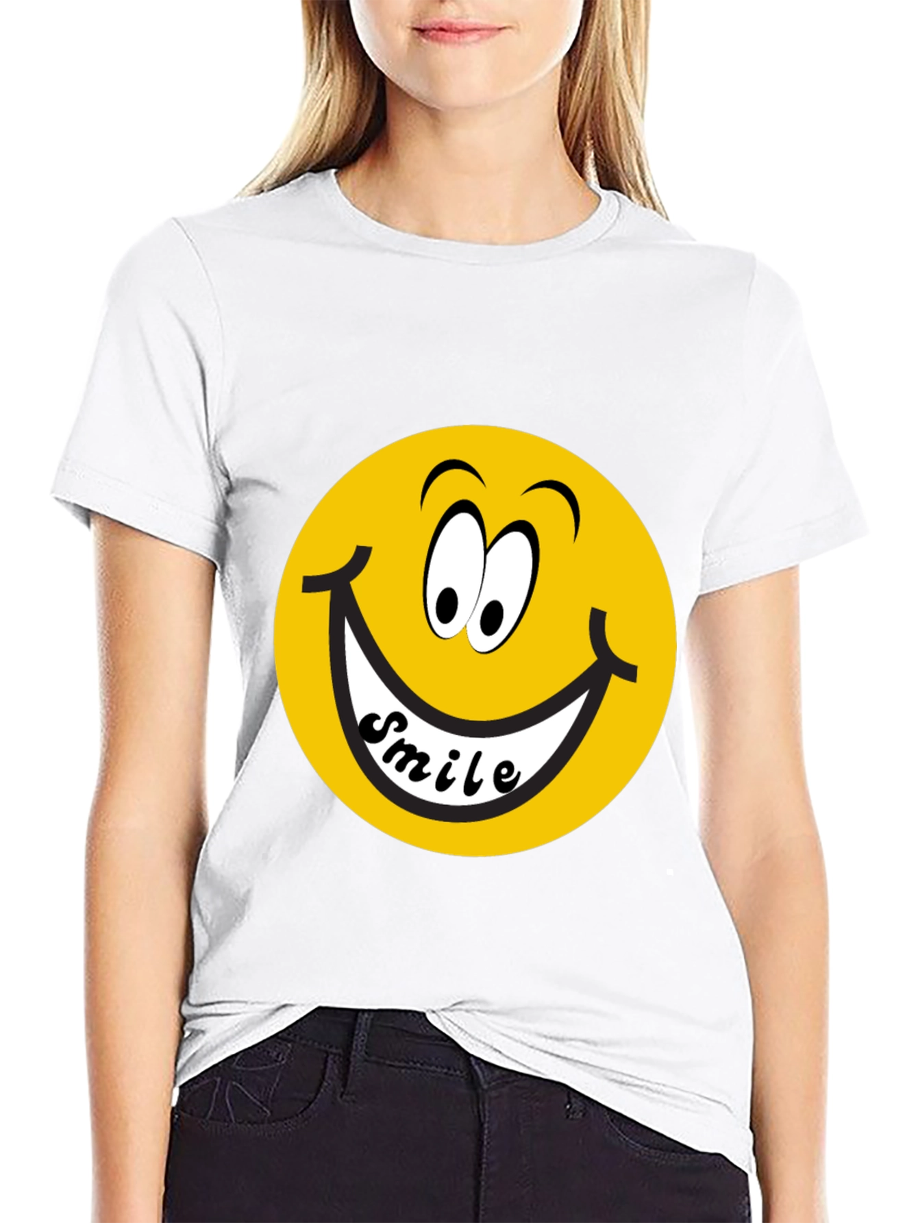 Smiley Face Graphic Black T-Shirt