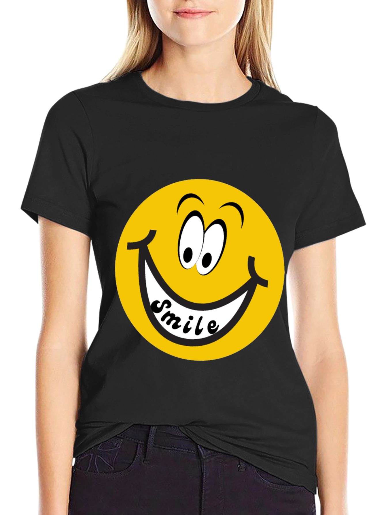 Smiley Face Graphic Black T-Shirt