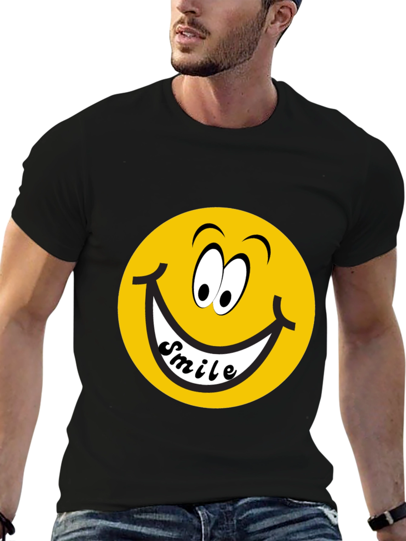 Smiley Face Graphic Black T-Shirt