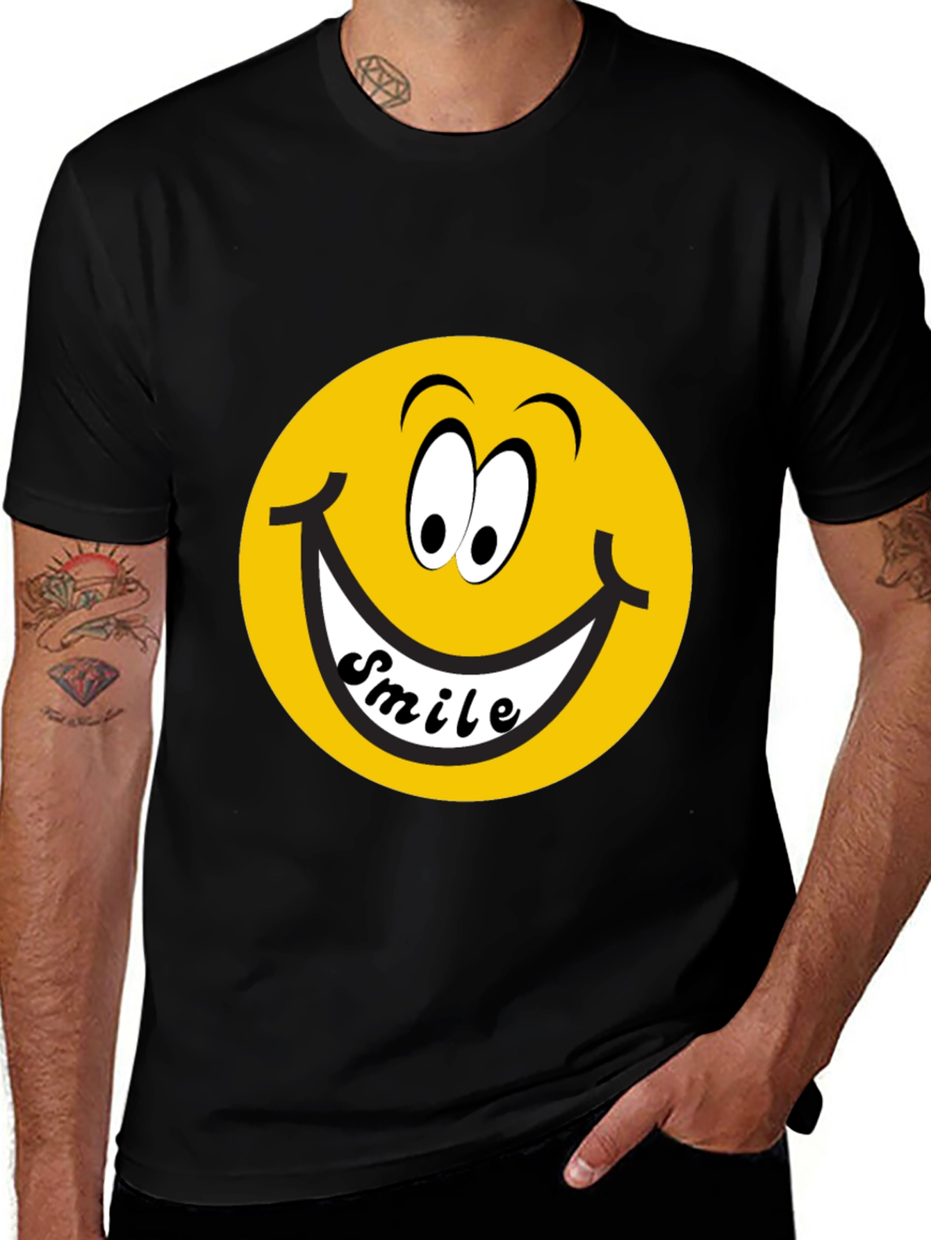 Smiley Face Graphic Black T-Shirt