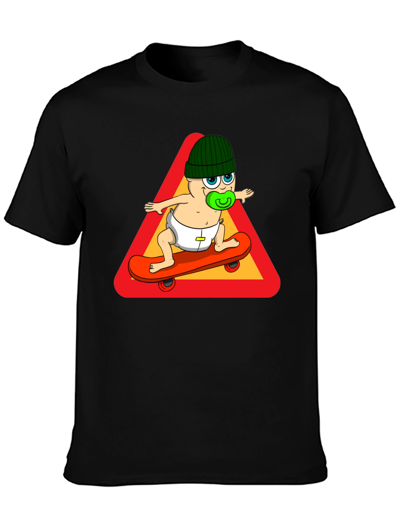 Baby on Skateboard T-Shirt - Black Cotton Tee