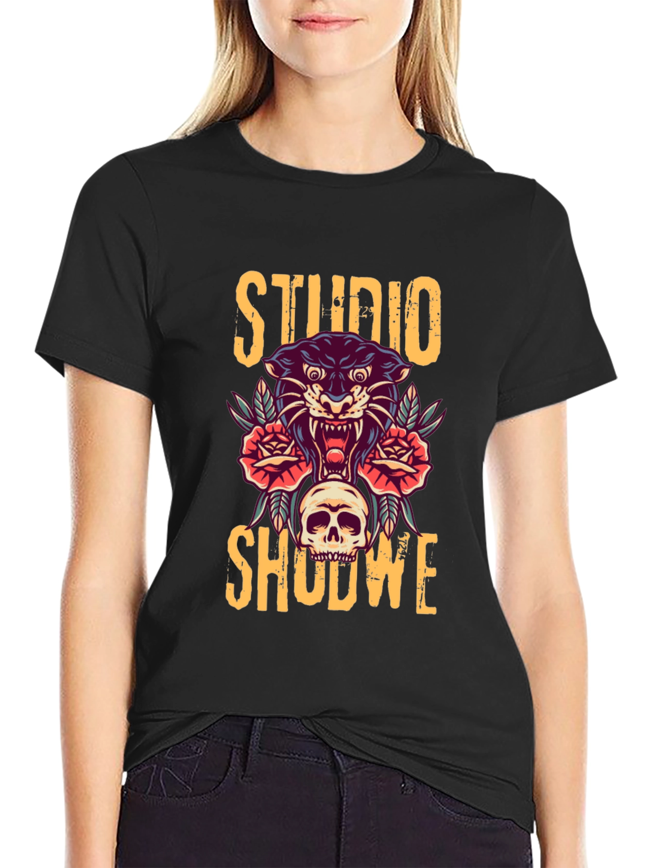Studio Shodwe Graphic Tee - Skull & Panther Design
