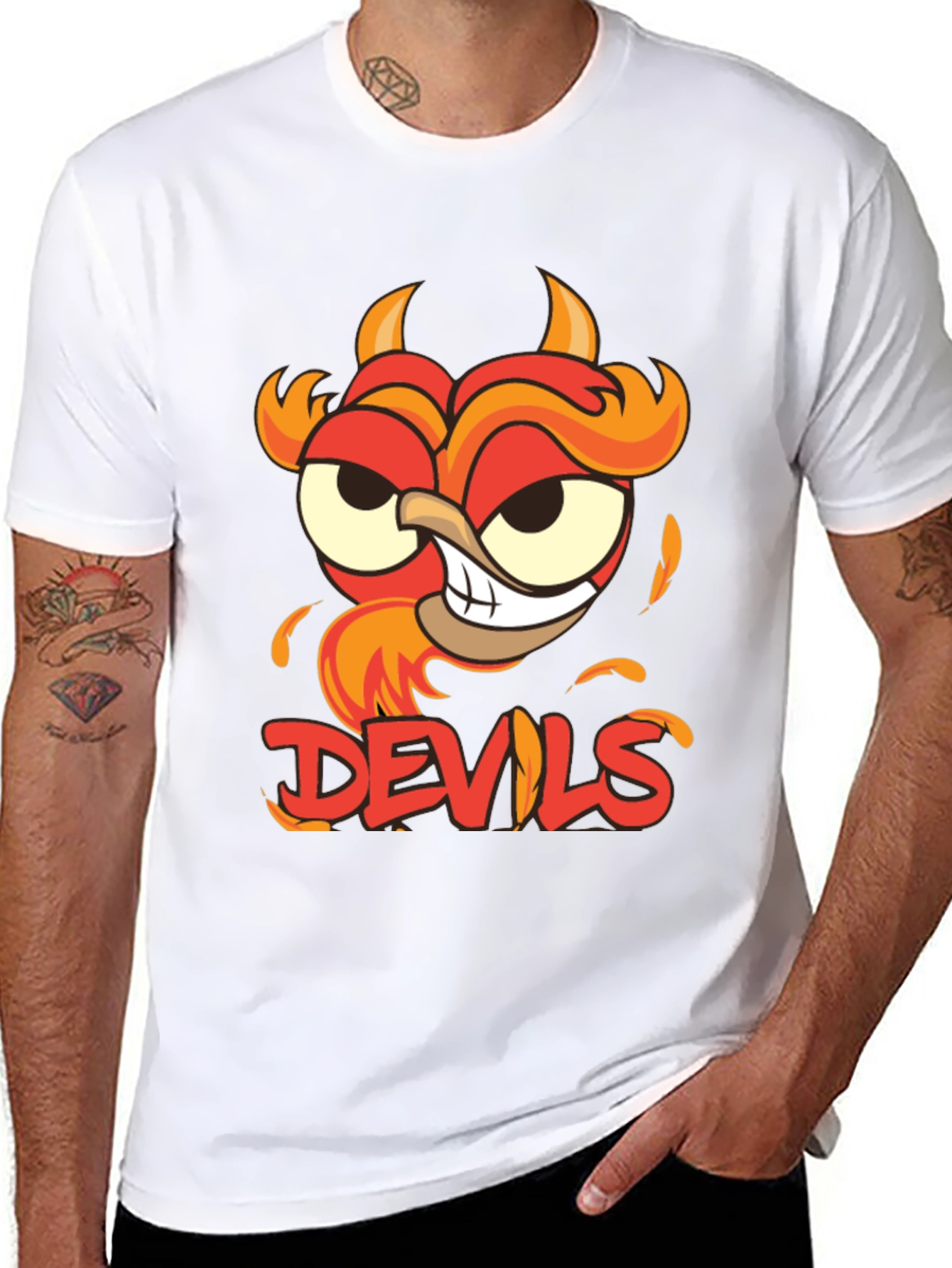 Devils Cartoon Graphic Black T-Shirt
