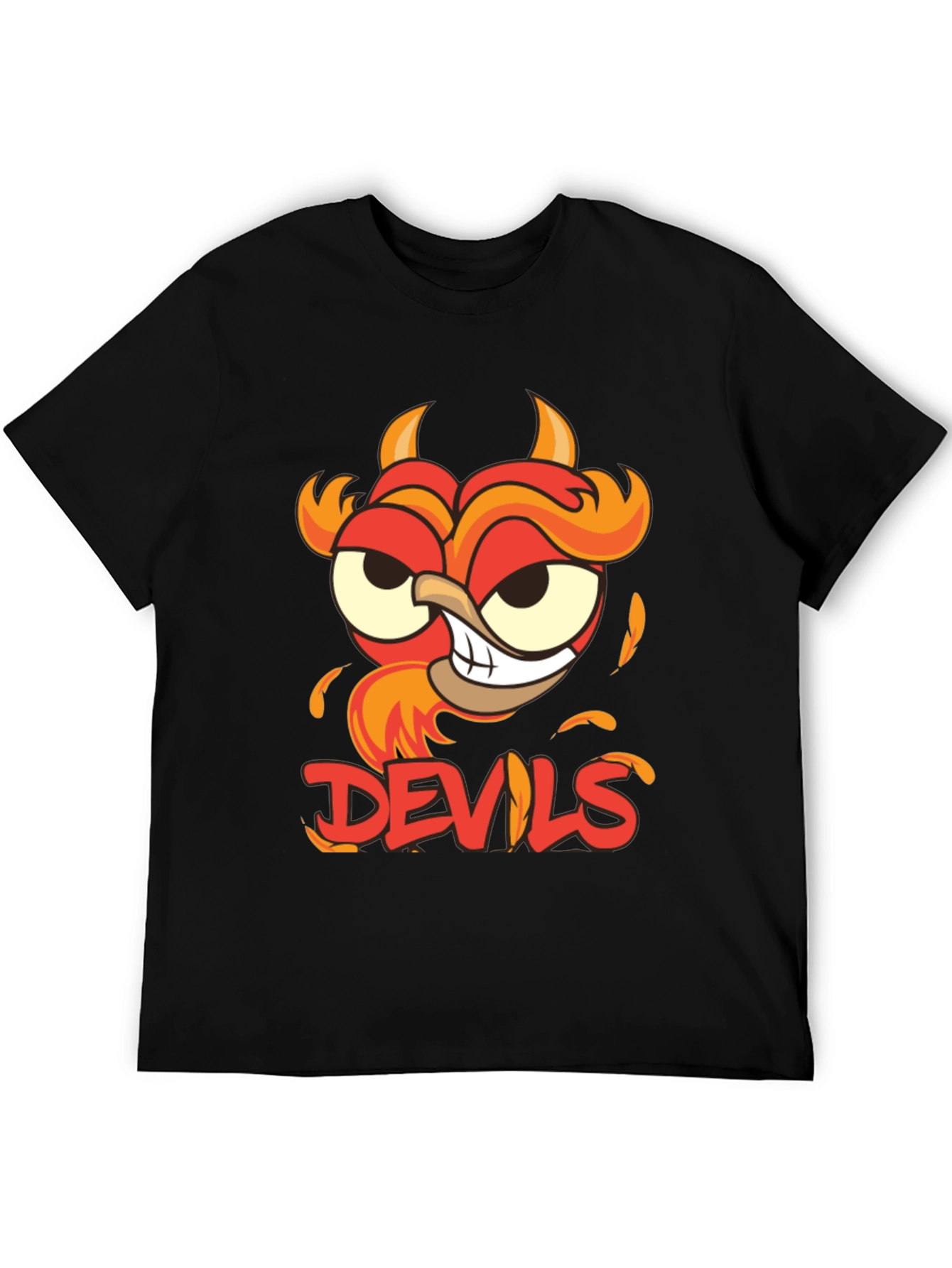 Devils Cartoon Graphic Black T-Shirt