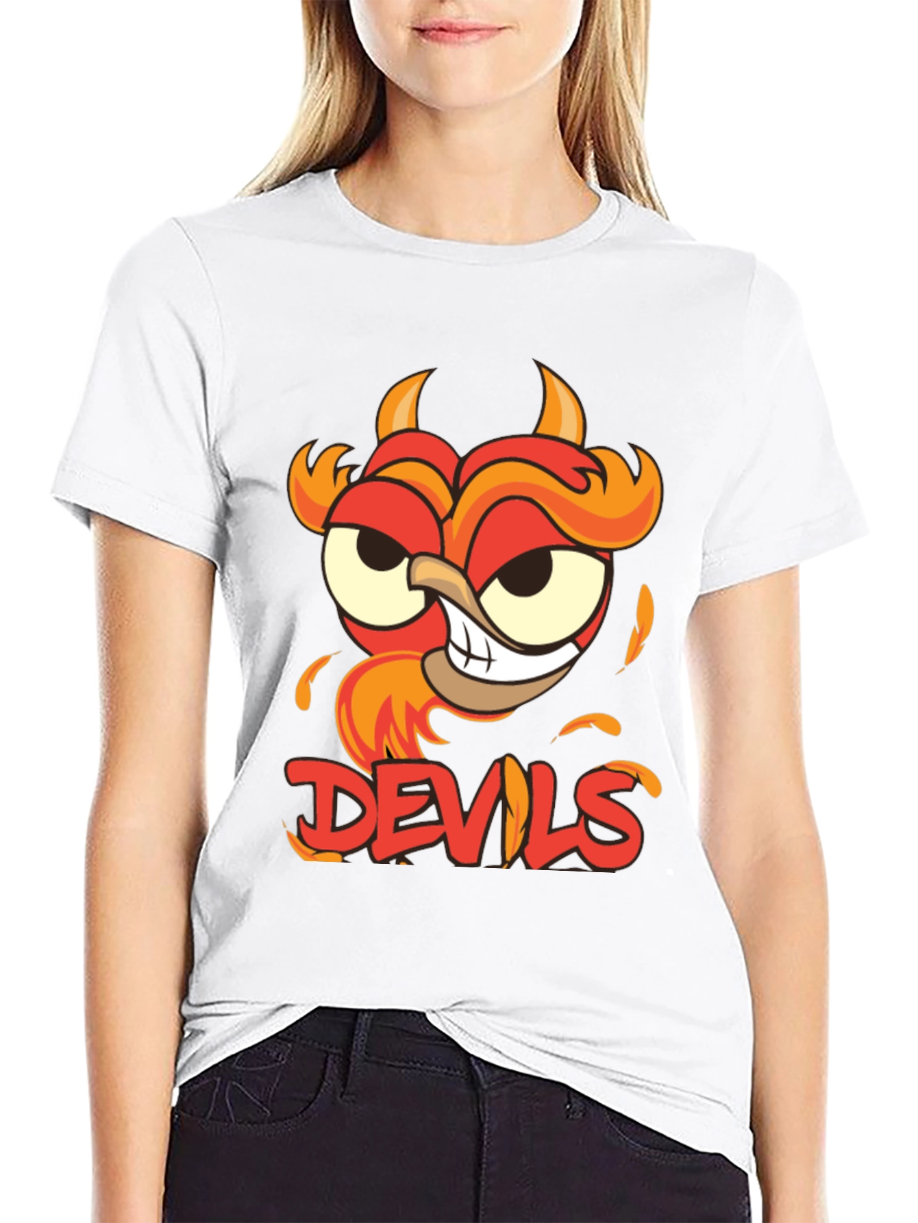 Devils Cartoon Graphic Black T-Shirt