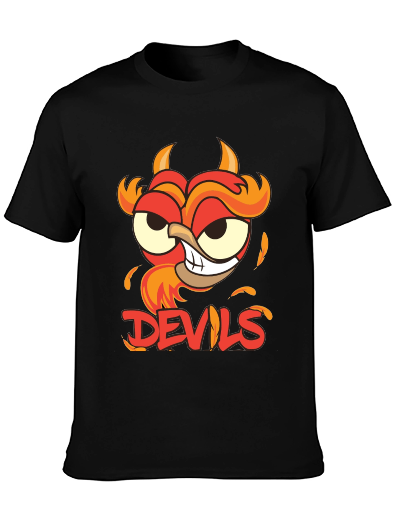 Devils Cartoon Graphic Black T-Shirt