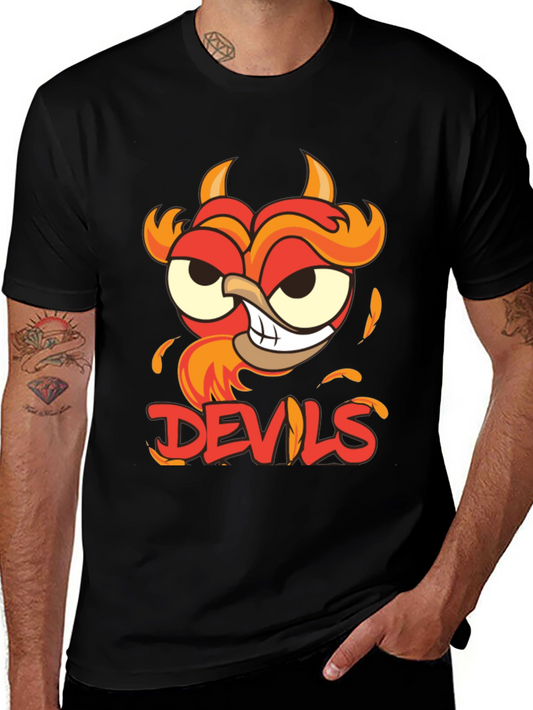 Devils Cartoon Graphic Black T-Shirt
