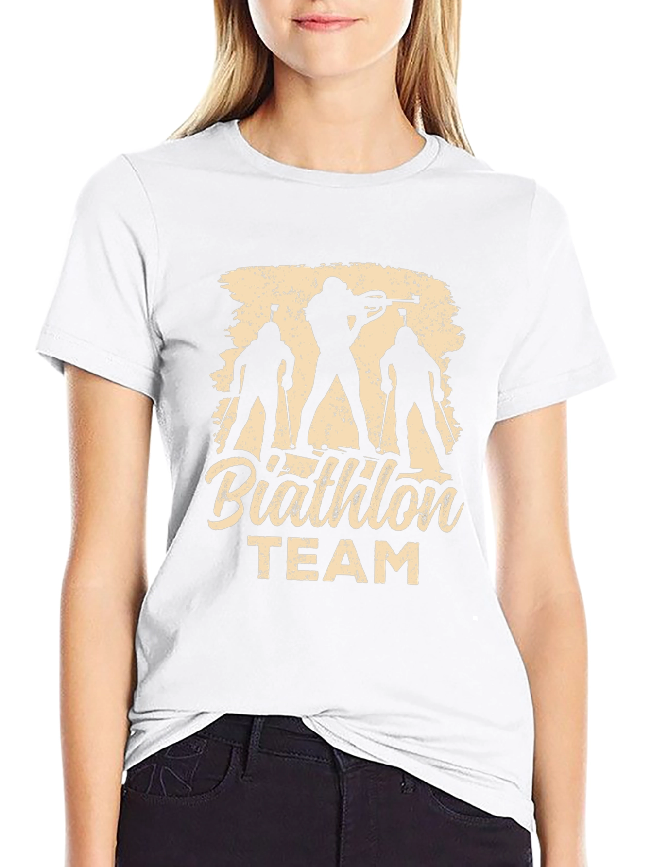 Biathlon Team T-Shirt - Ski & Rifle Silhouette Design