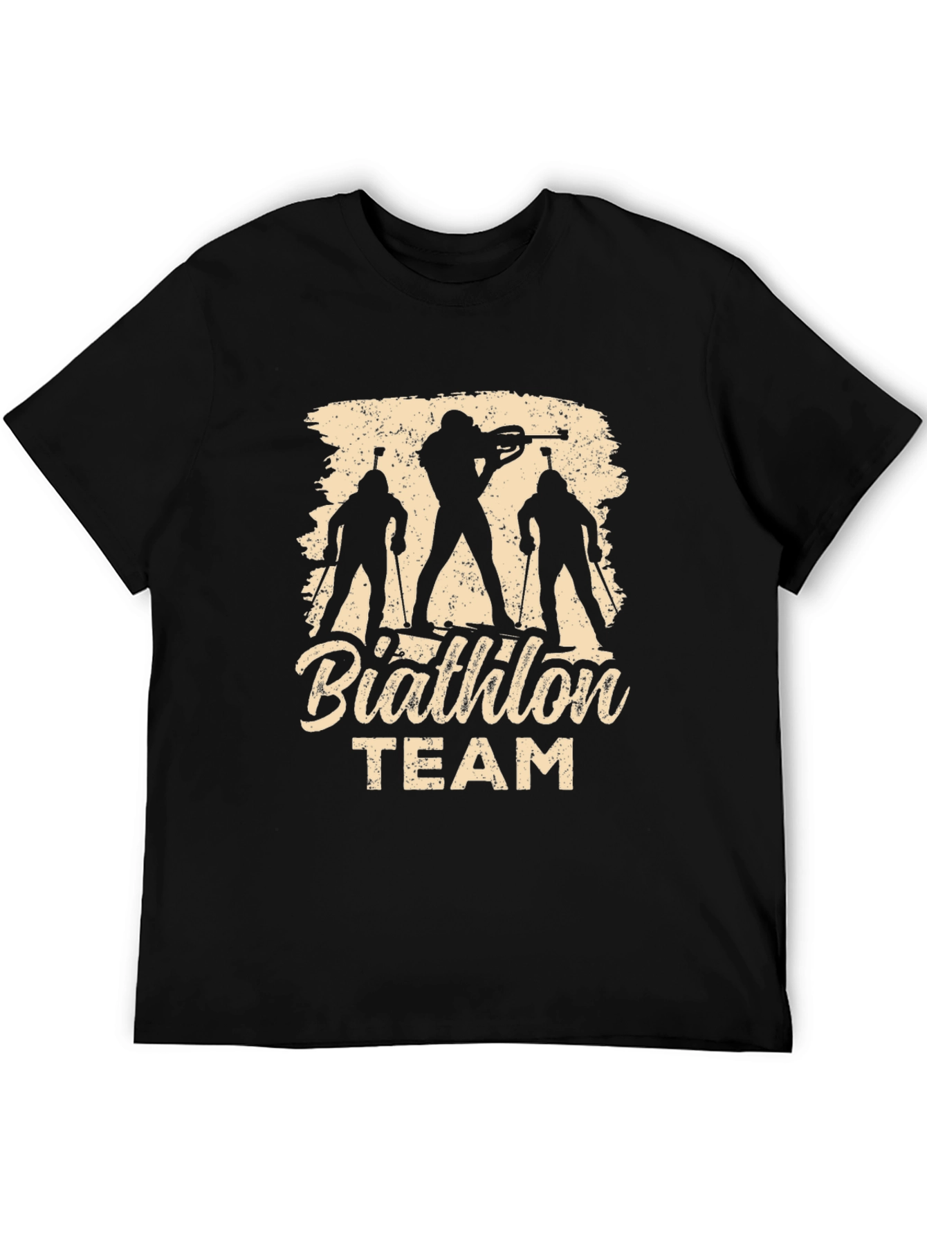 Biathlon Team T-Shirt - Ski & Rifle Silhouette Design