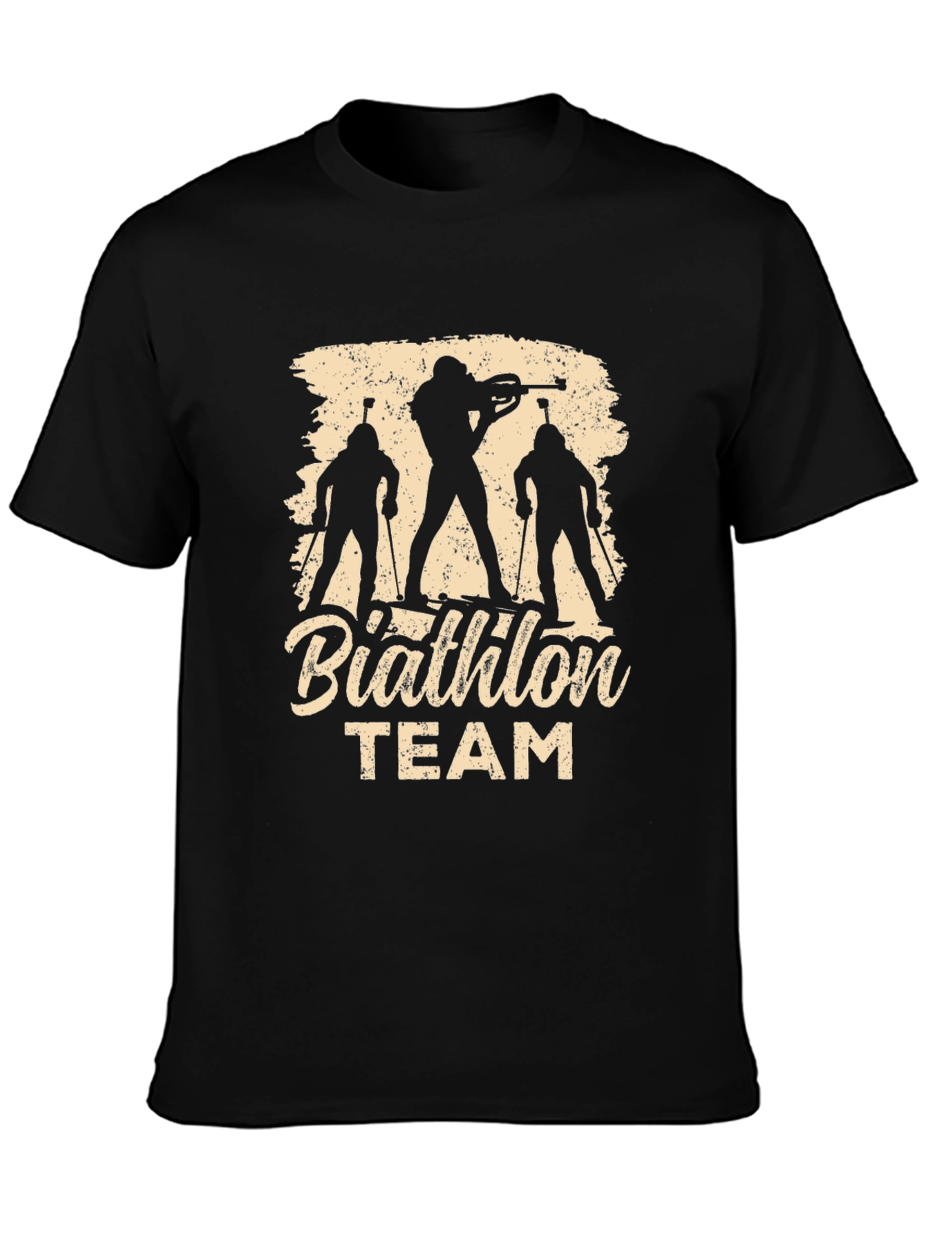 Biathlon Team T-Shirt - Ski & Rifle Silhouette Design