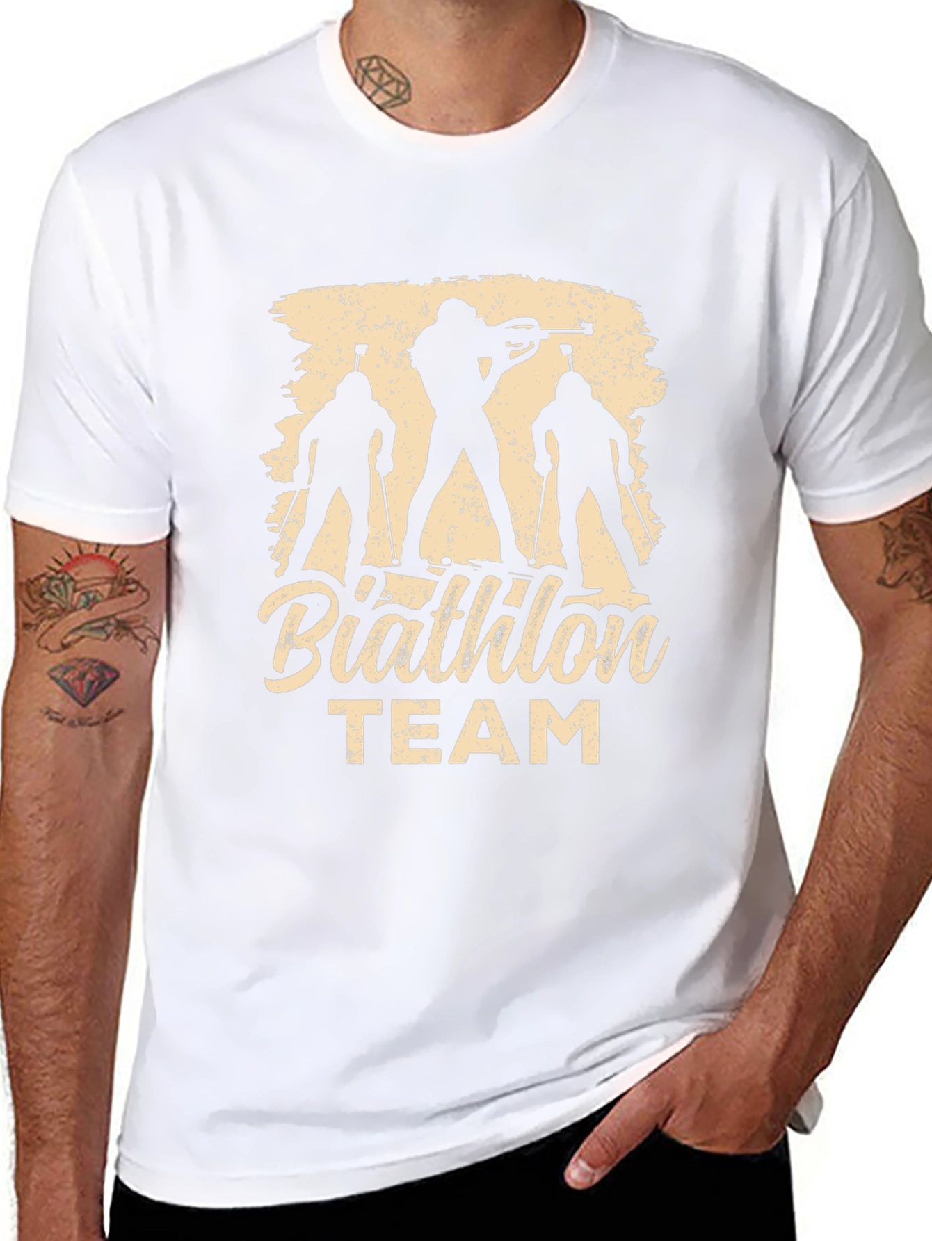 Biathlon Team T-Shirt - Ski & Rifle Silhouette Design