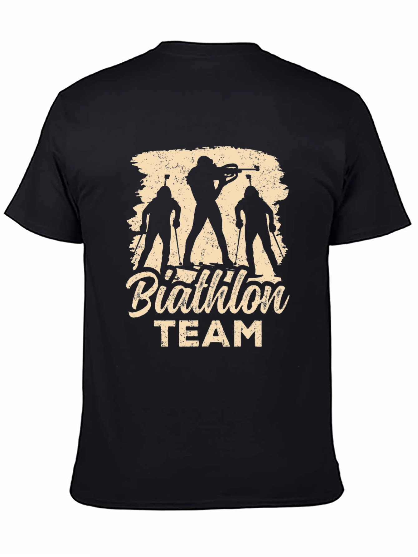 Biathlon Team T-Shirt - Ski & Rifle Silhouette Design