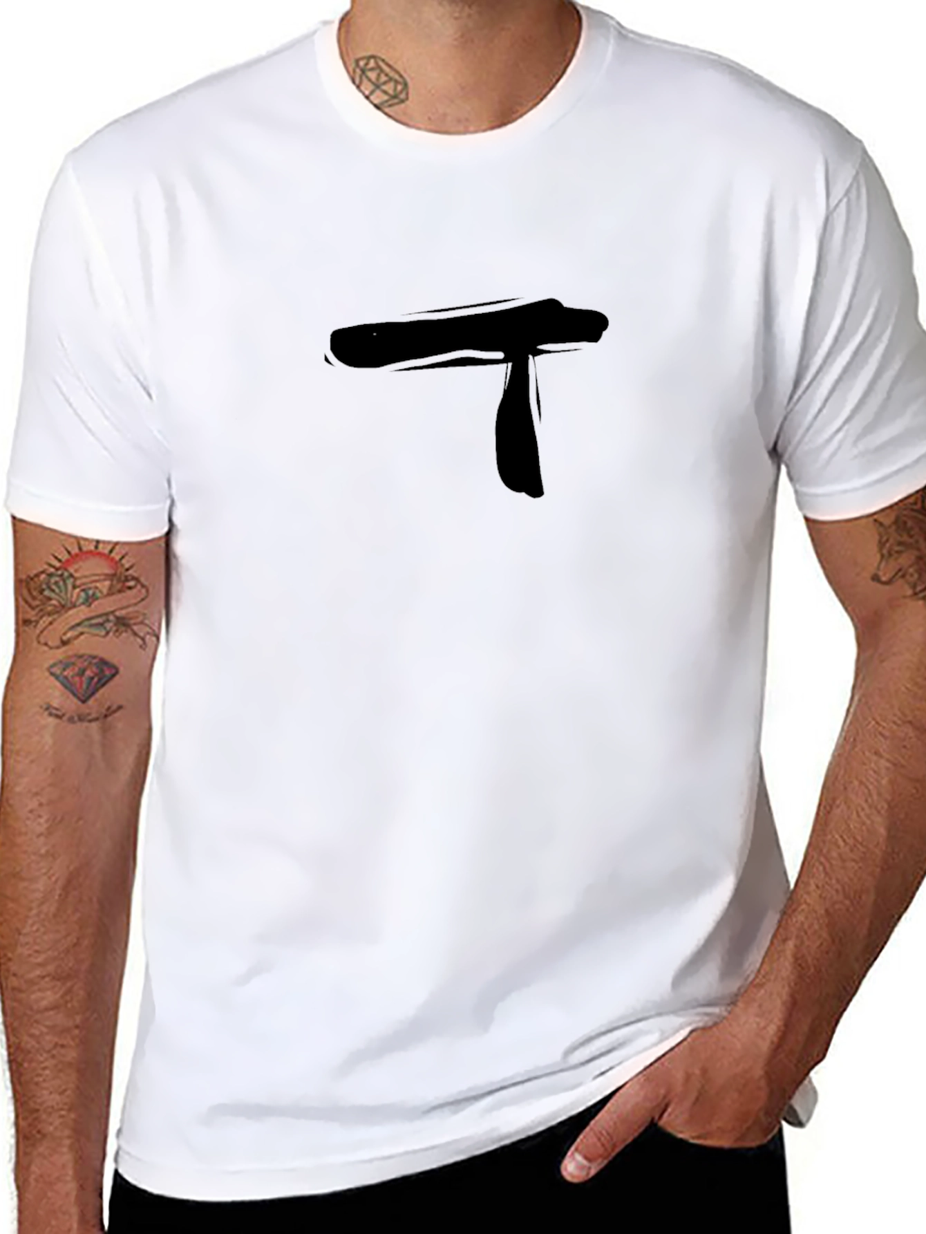 Mens Black T-Shirt with Abstract T Design