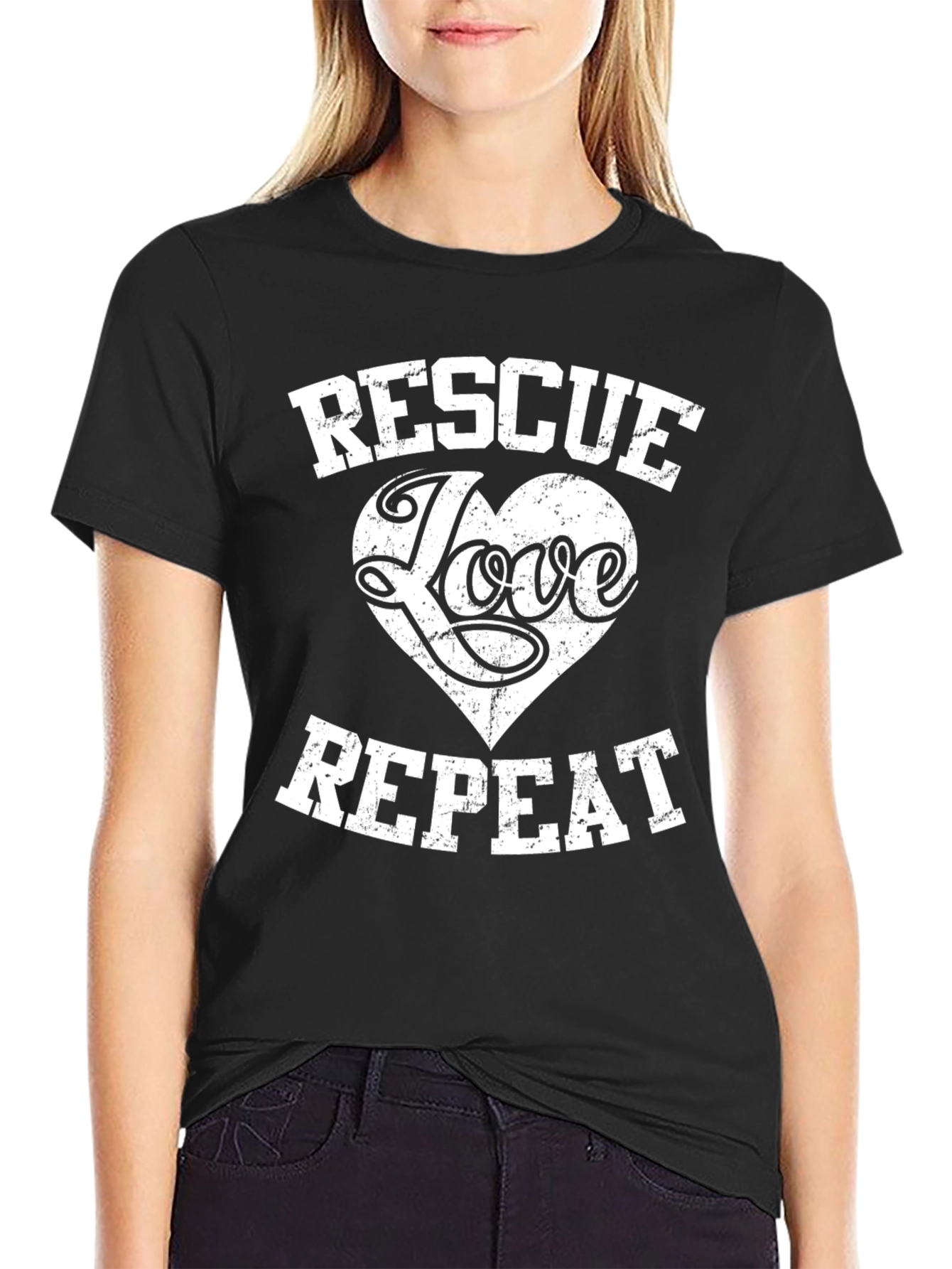 Rescue Love Repeat Graphic Tee - Soft Cotton Blend
