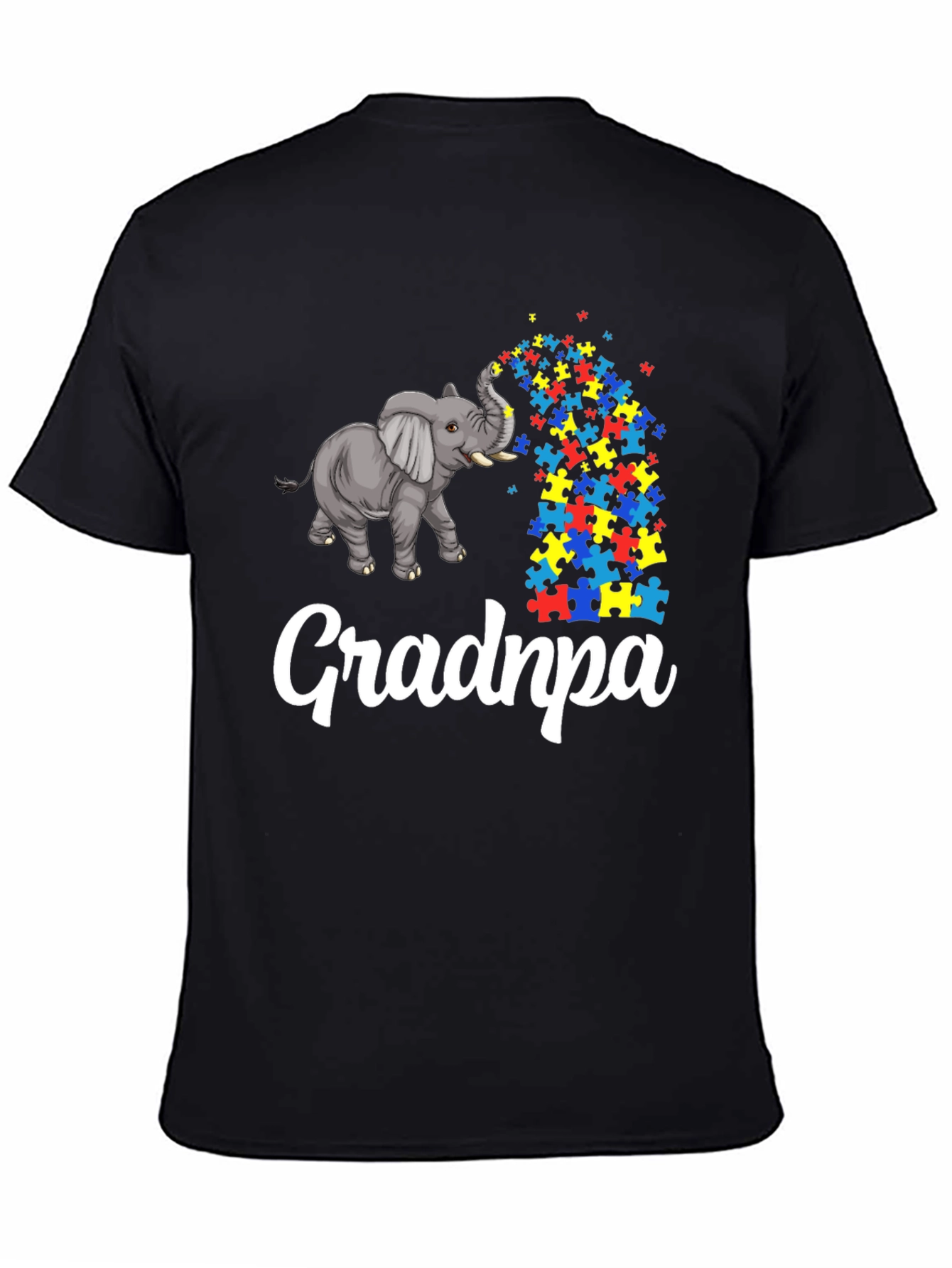 Autism Awareness Grandpa T-Shirt Puzzle Elephant