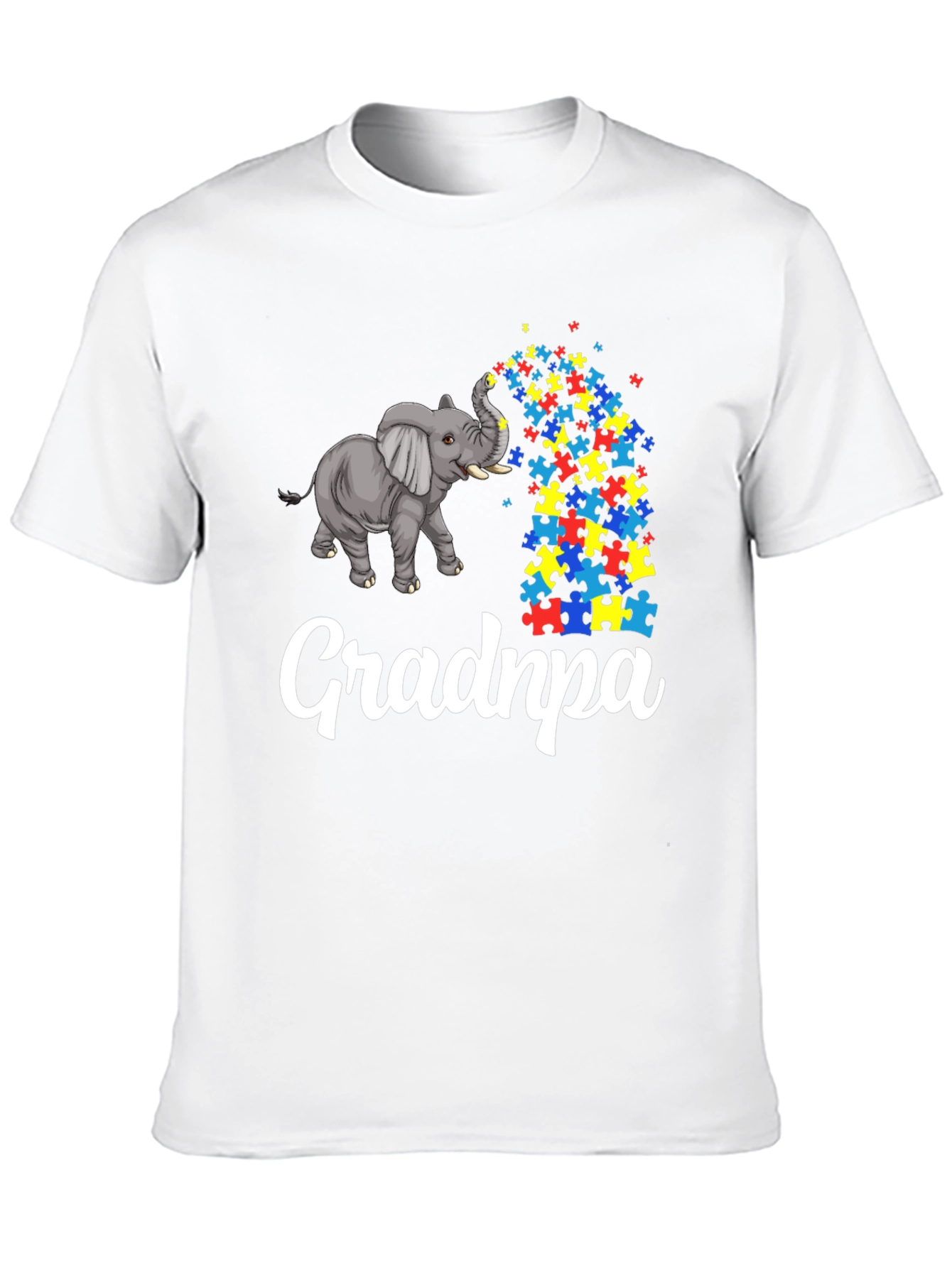 Autism Awareness Grandpa T-Shirt Puzzle Elephant