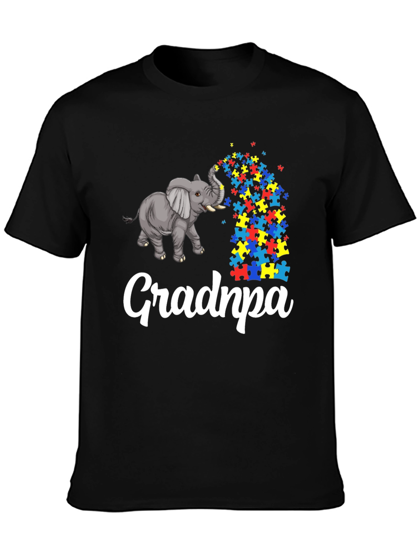 Autism Awareness Grandpa T-Shirt Puzzle Elephant