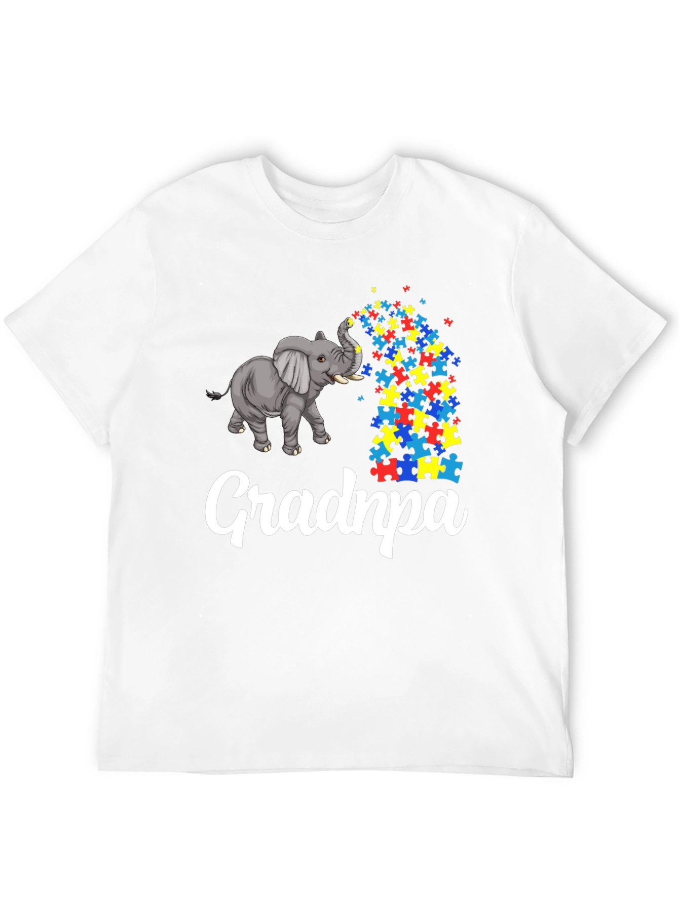 Autism Awareness Grandpa T-Shirt Puzzle Elephant