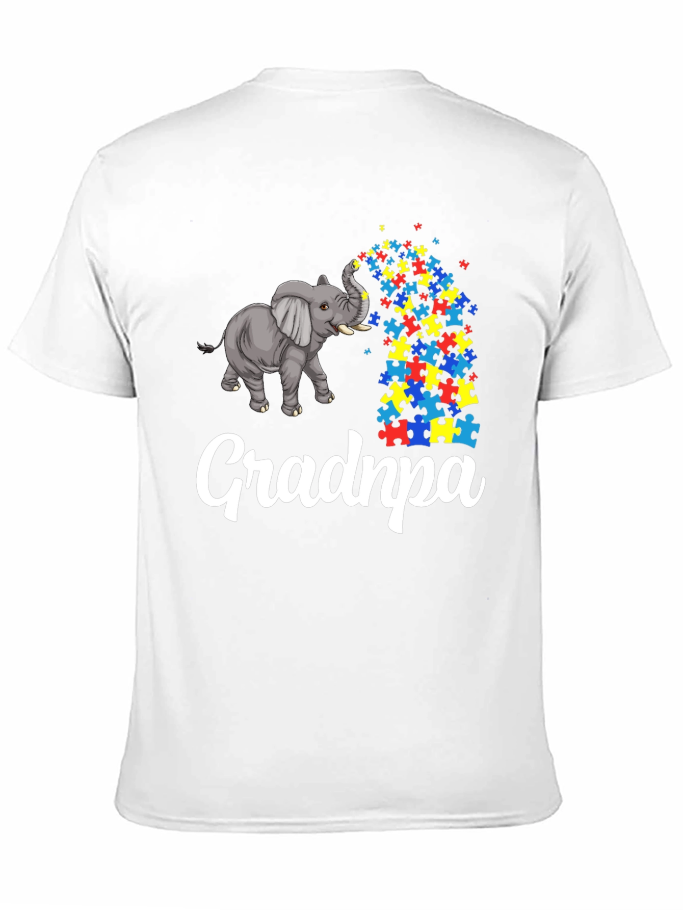 Autism Awareness Grandpa T-Shirt Puzzle Elephant