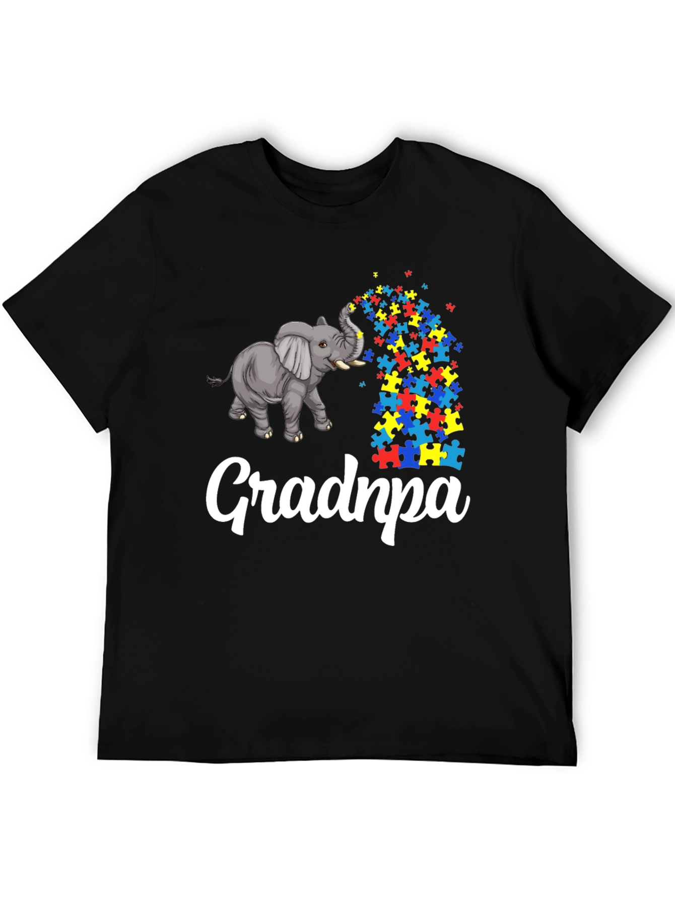 Autism Awareness Grandpa T-Shirt Puzzle Elephant