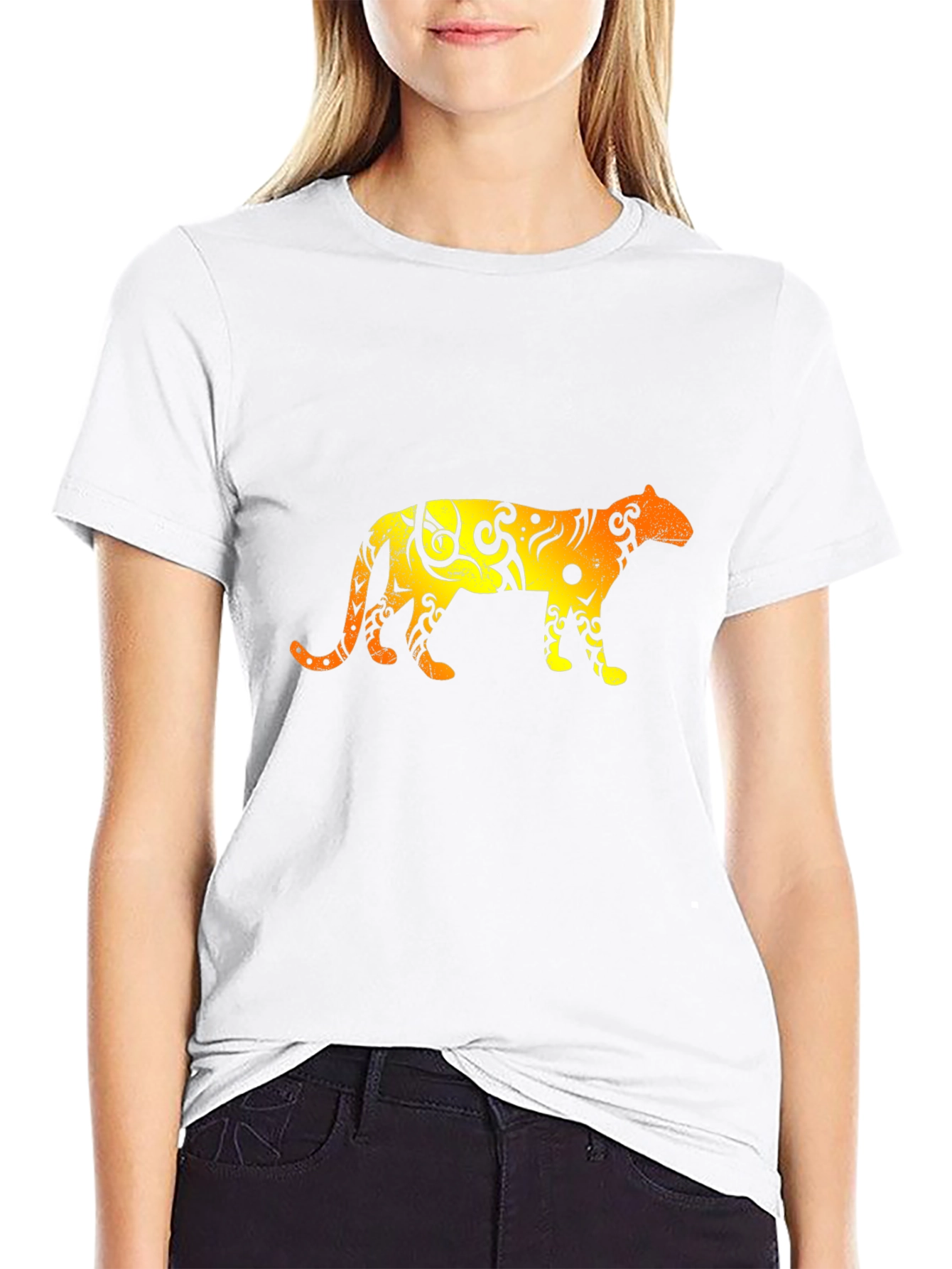 Tribal Jaguar Graphic T-Shirt - Black