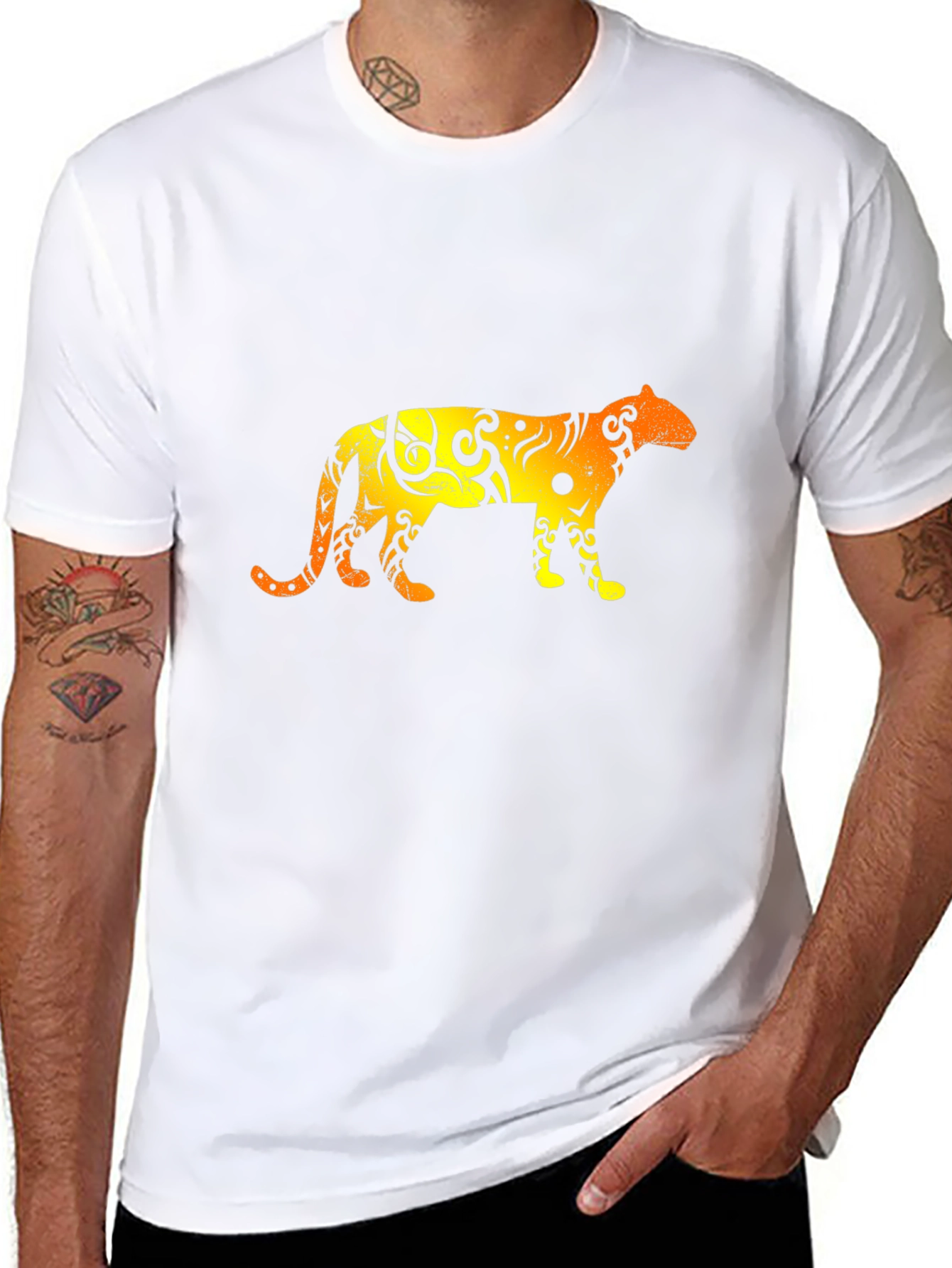 Tribal Jaguar Graphic T-Shirt - Black