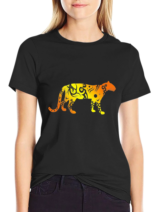 Tribal Jaguar Graphic T-Shirt - Black