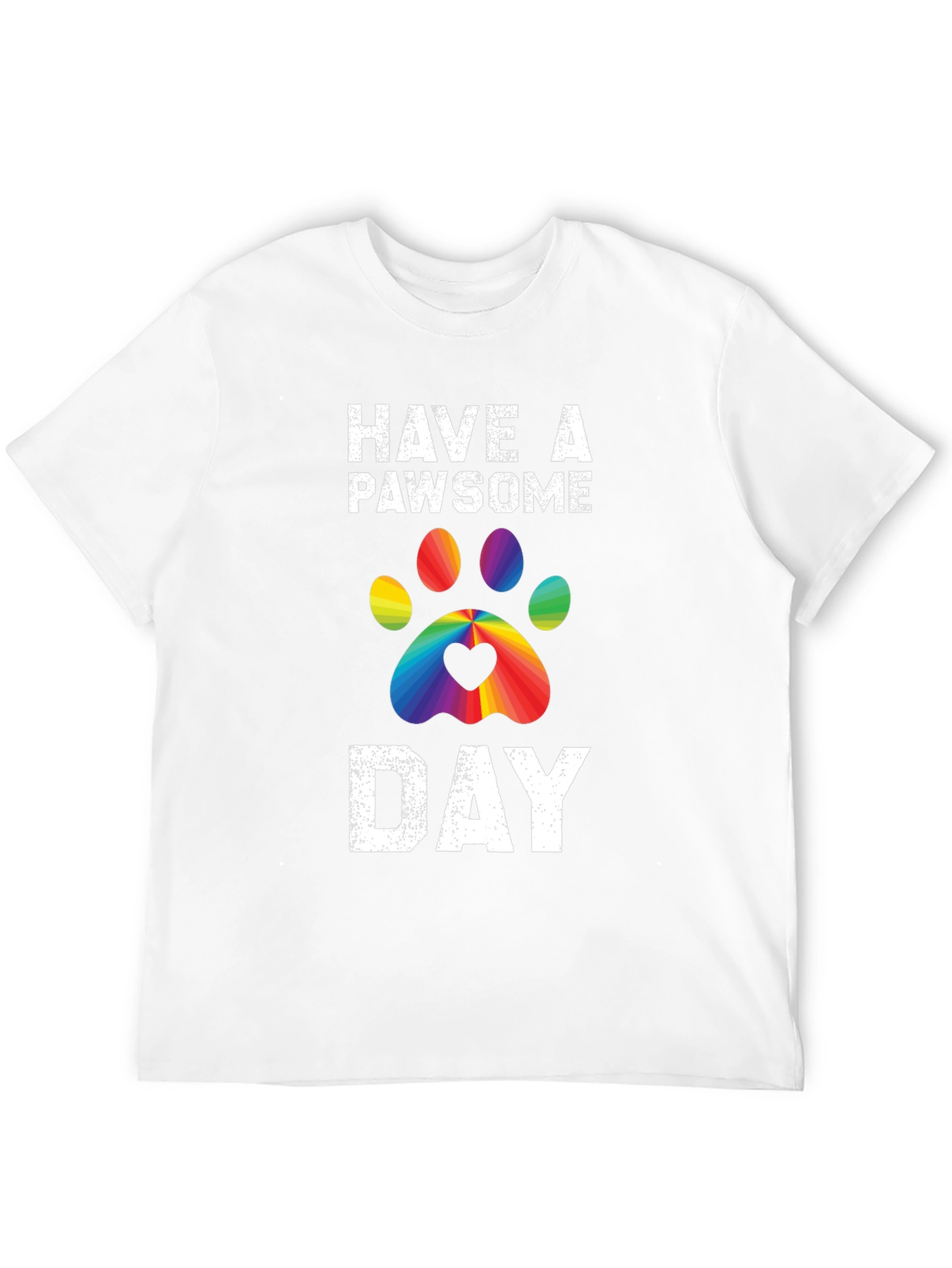Pawsome Day T-Shirt - Rainbow Paw Print