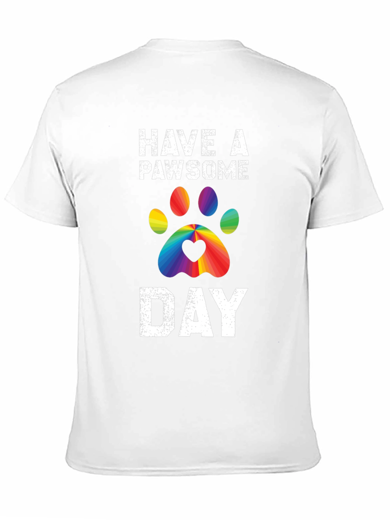 Pawsome Day T-Shirt - Rainbow Paw Print