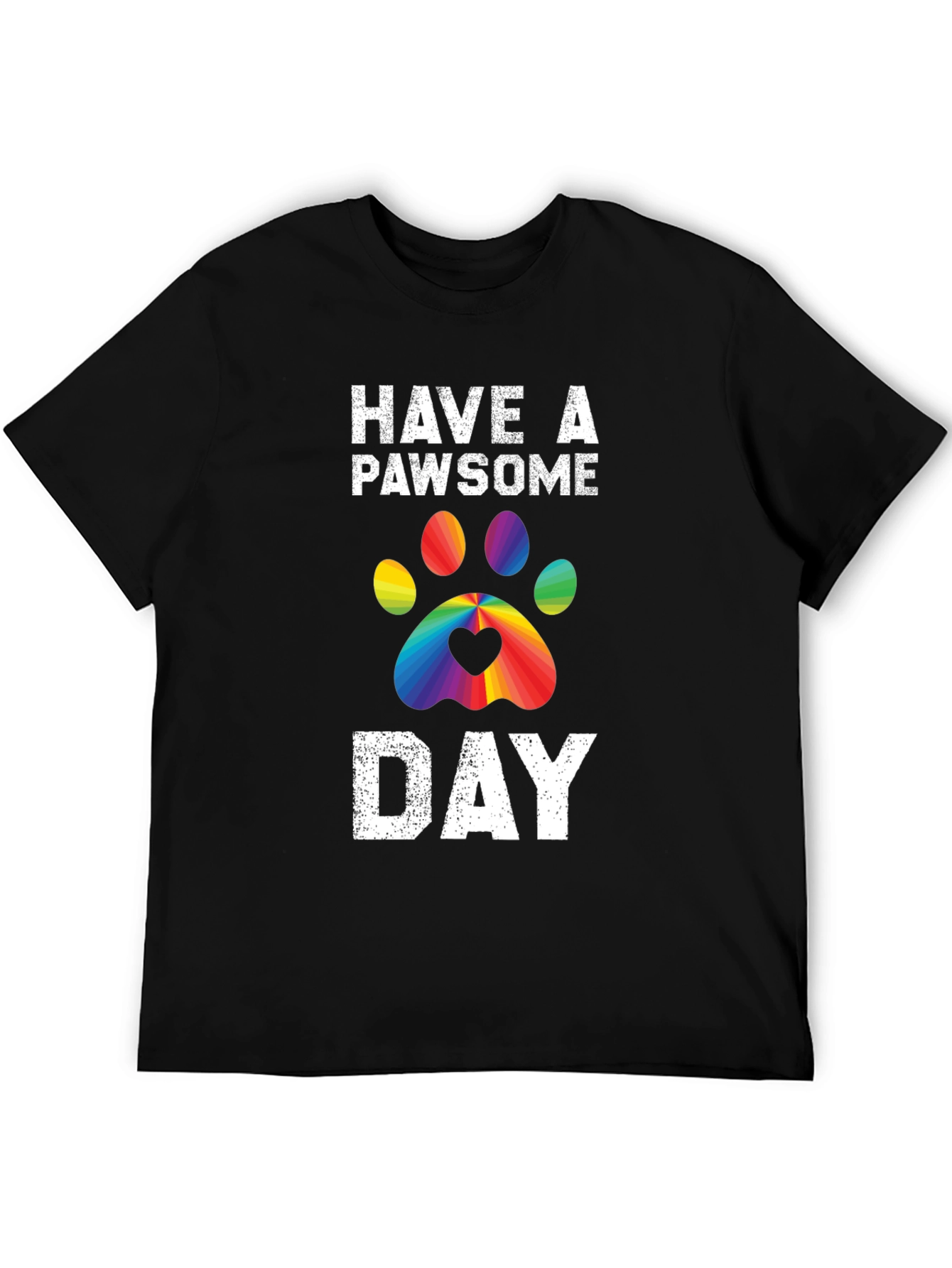 Pawsome Day T-Shirt - Rainbow Paw Print