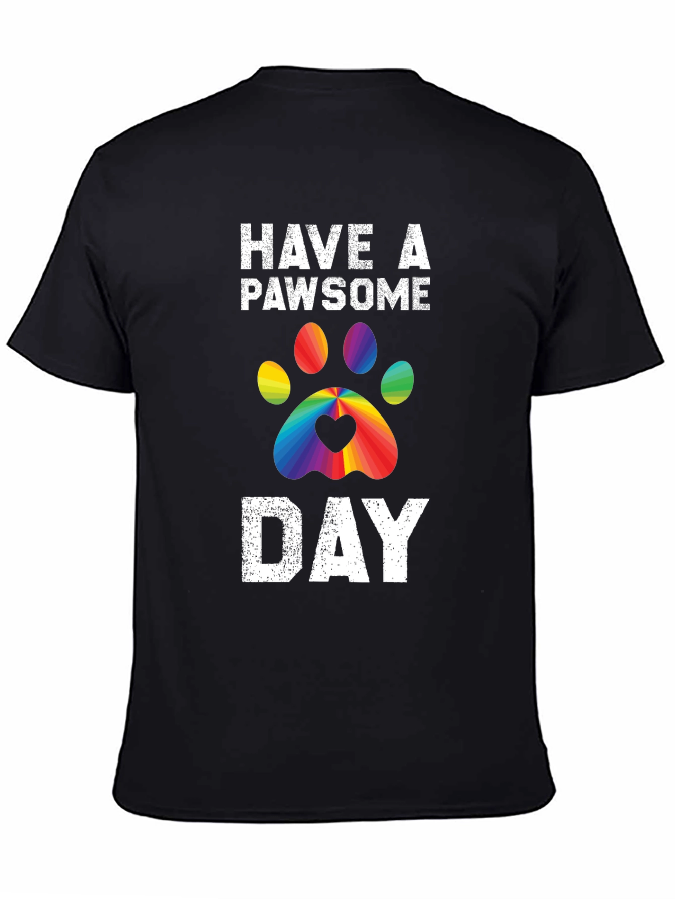 Pawsome Day T-Shirt - Rainbow Paw Print