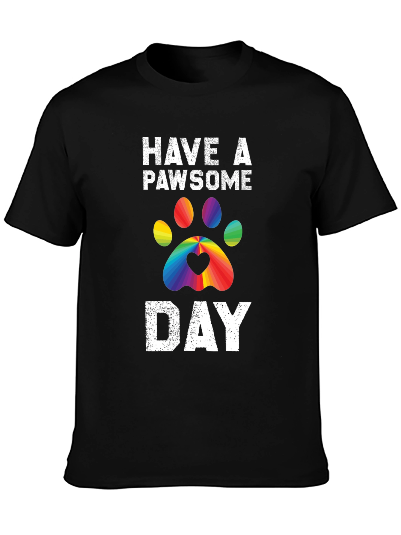 Pawsome Day T-Shirt - Rainbow Paw Print