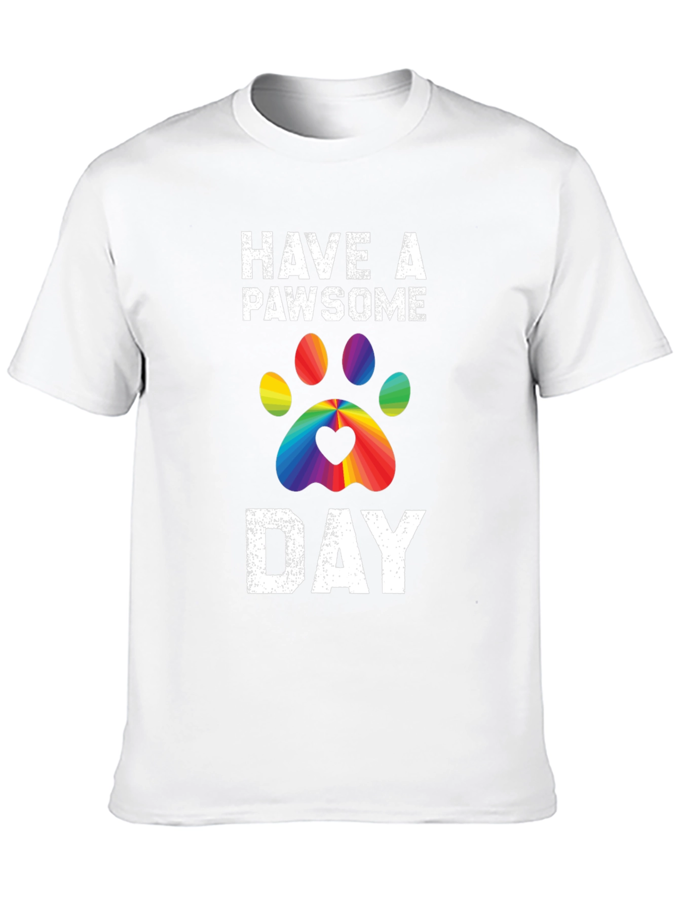 Pawsome Day T-Shirt - Rainbow Paw Print