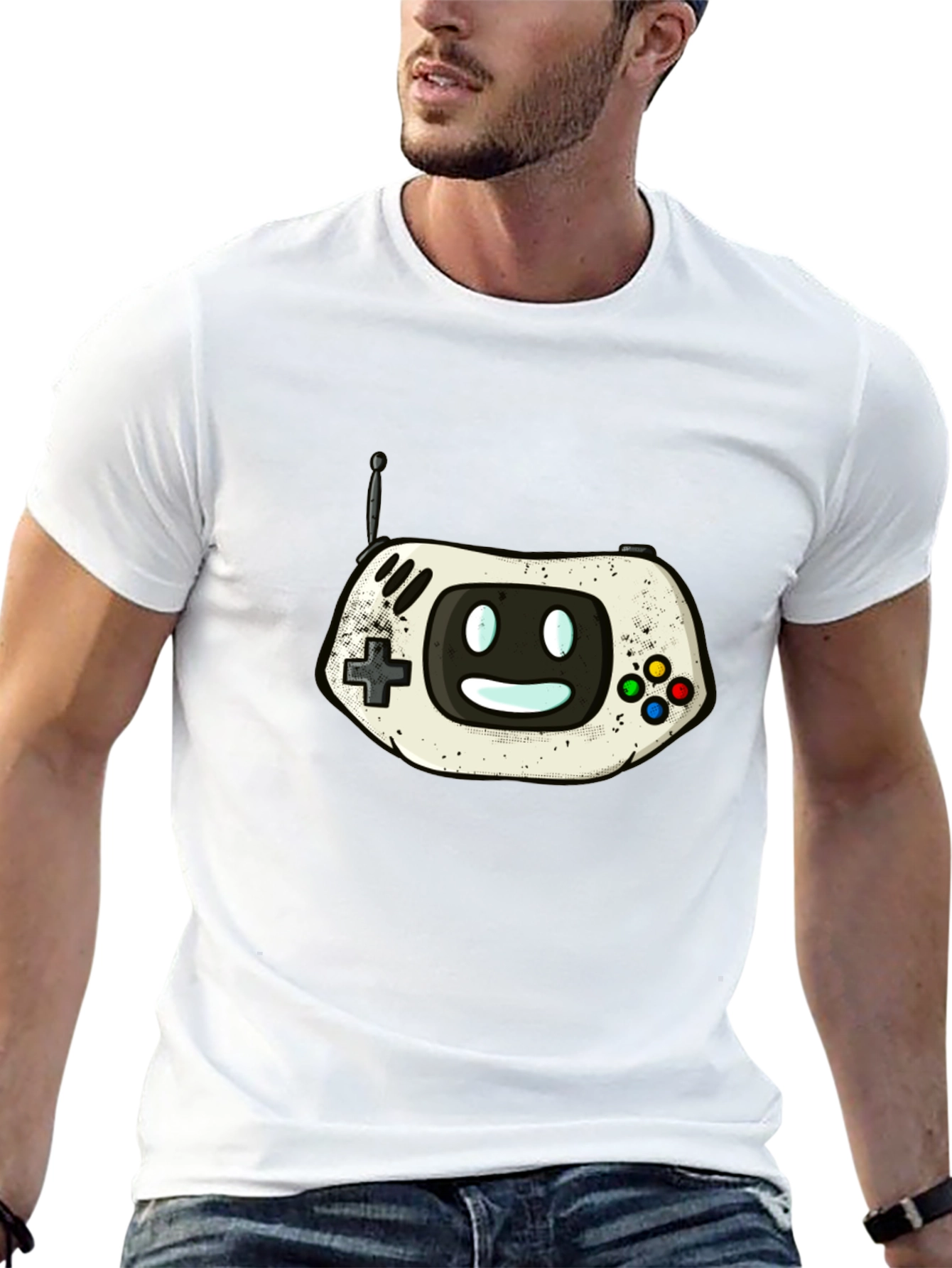 Retro Gaming Console Graphic Tee - Black