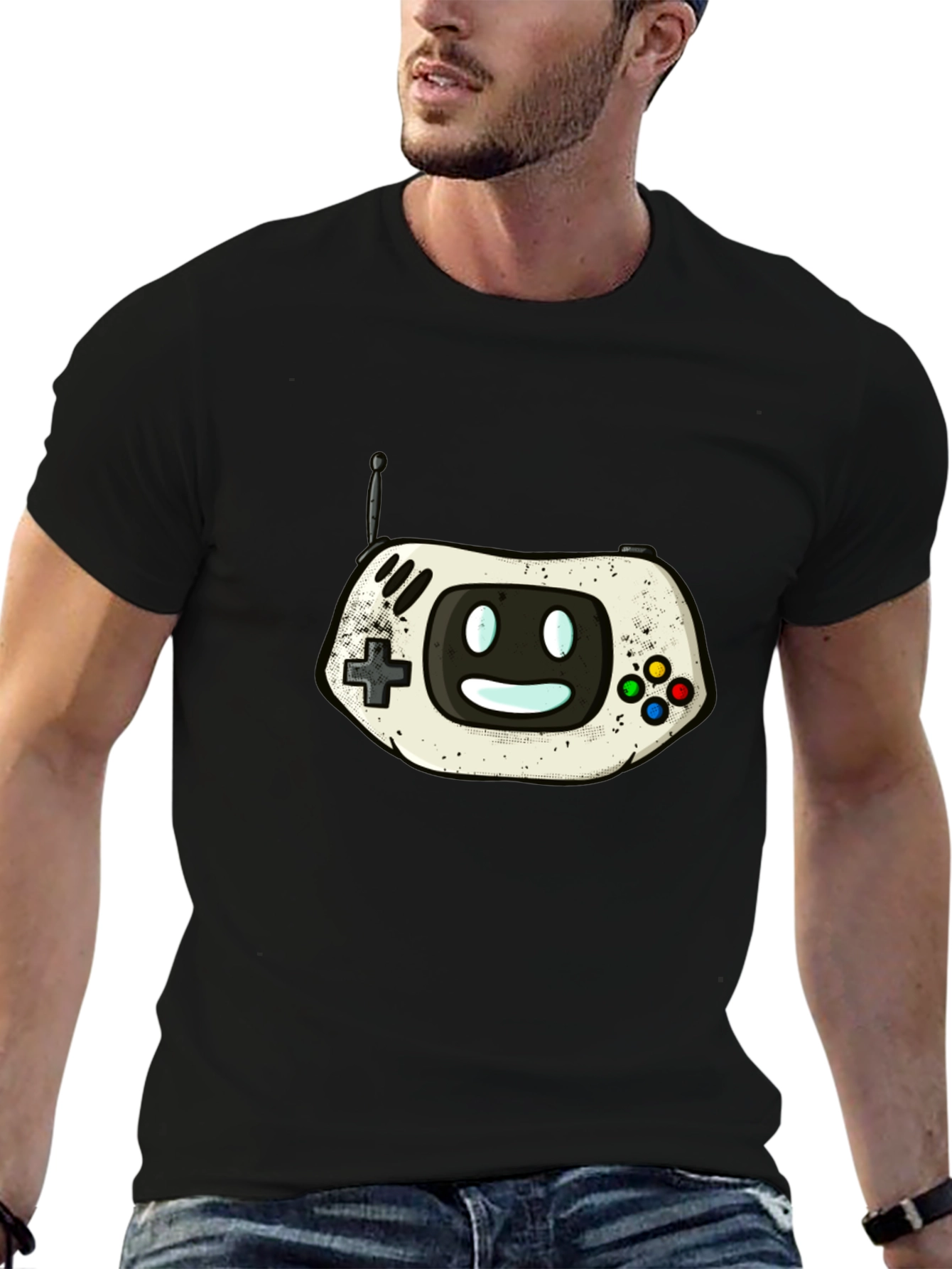 Retro Gaming Console Graphic Tee - Black