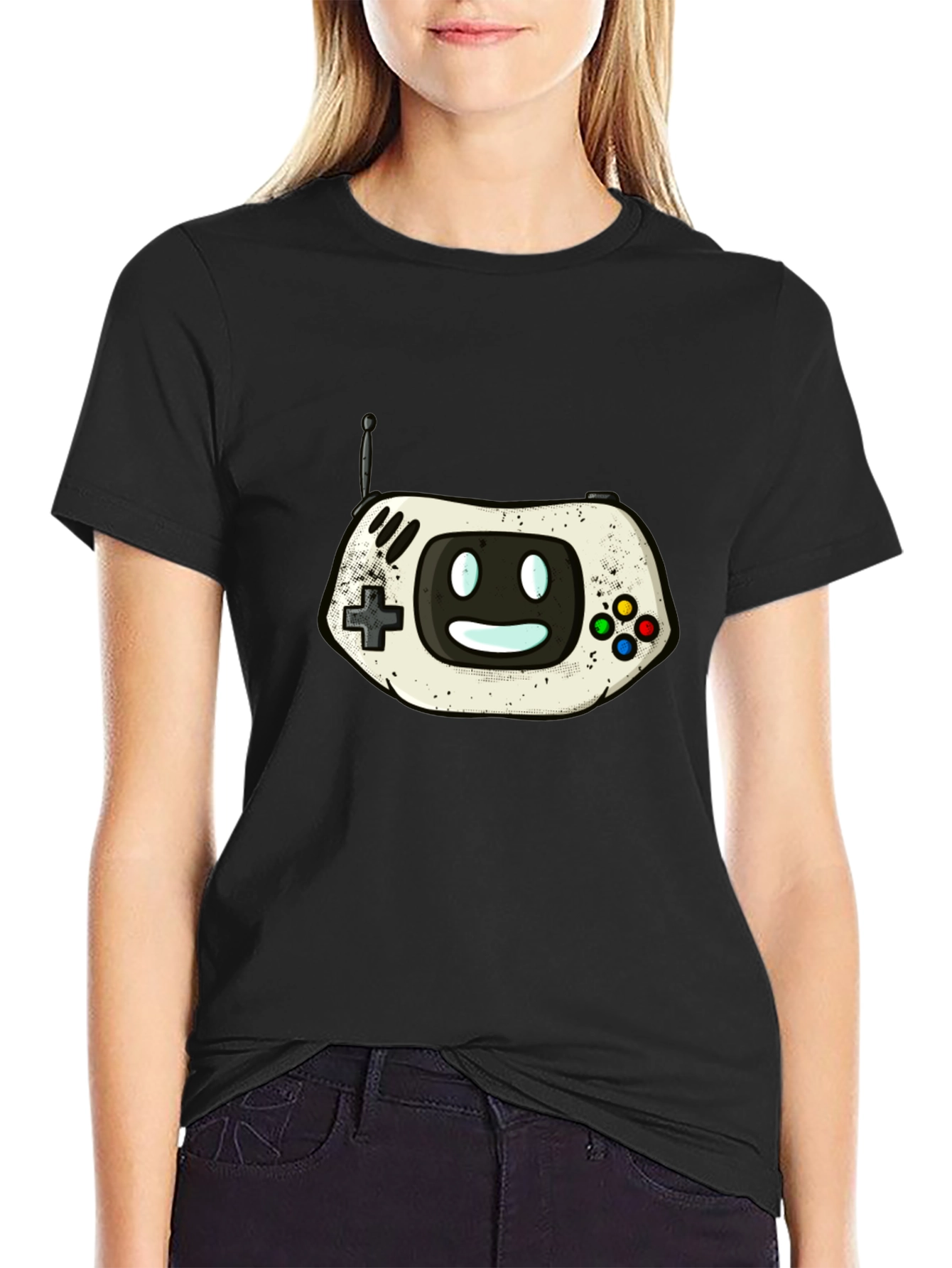 Retro Gaming Console Graphic Tee - Black