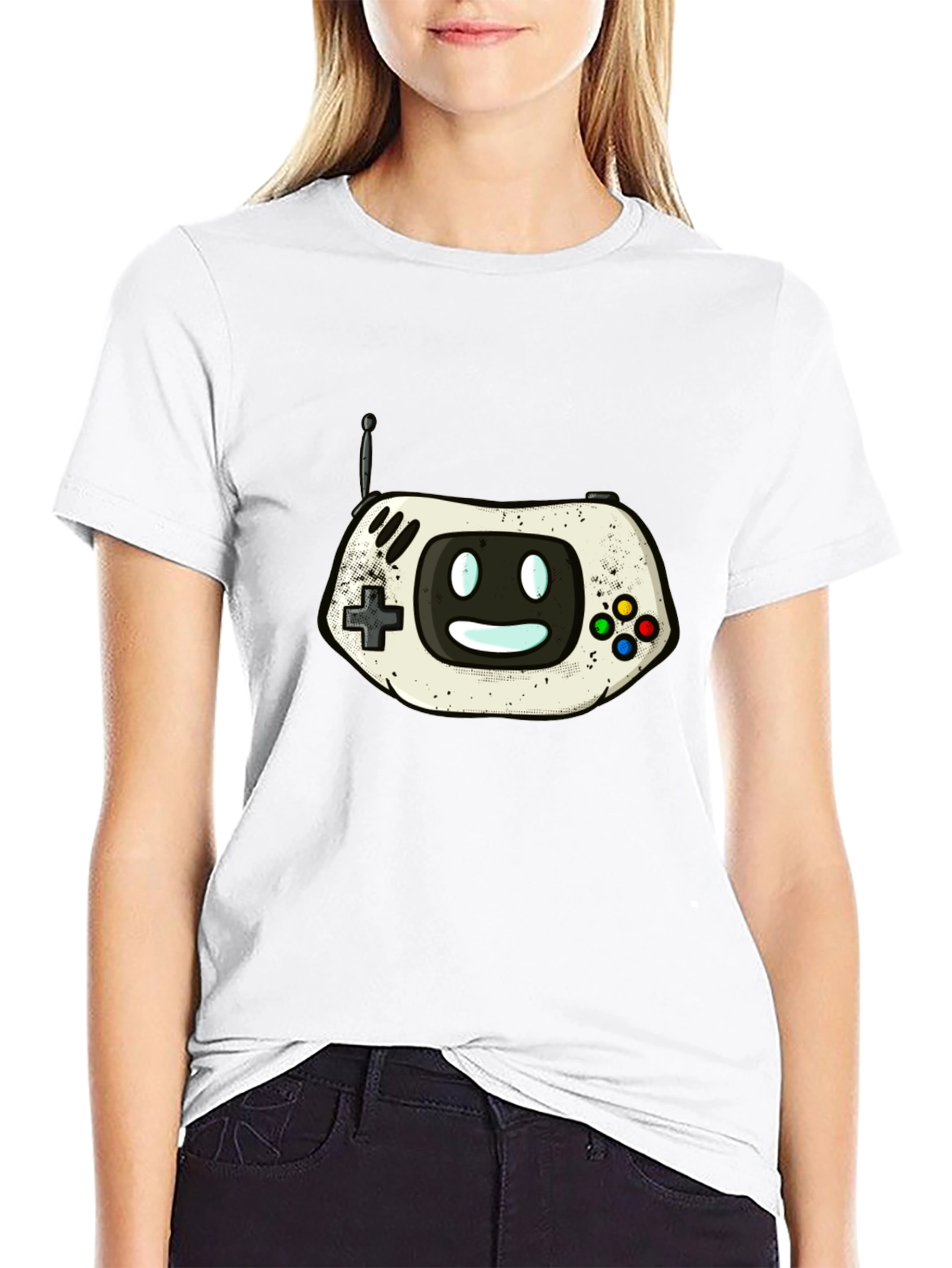 Retro Gaming Console Graphic Tee - Black