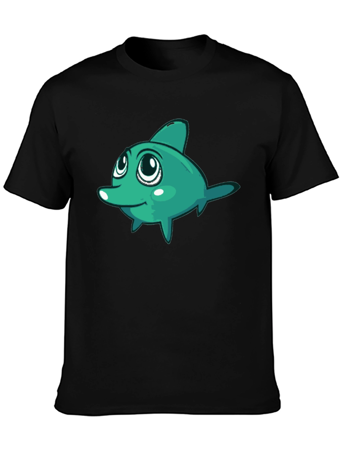 Cute Cartoon Fish Graphic Black T-Shirt