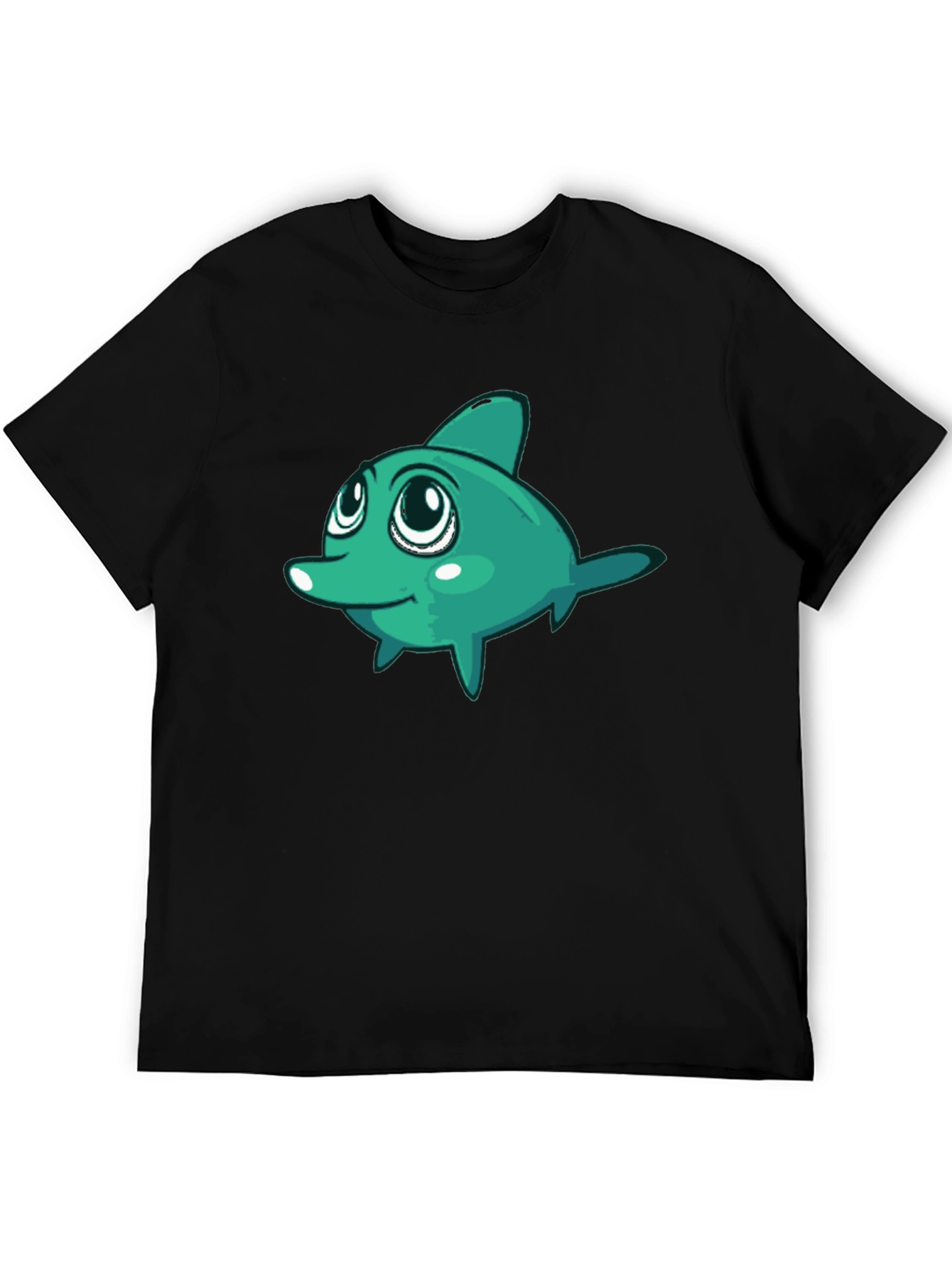 Cute Cartoon Fish Graphic Black T-Shirt