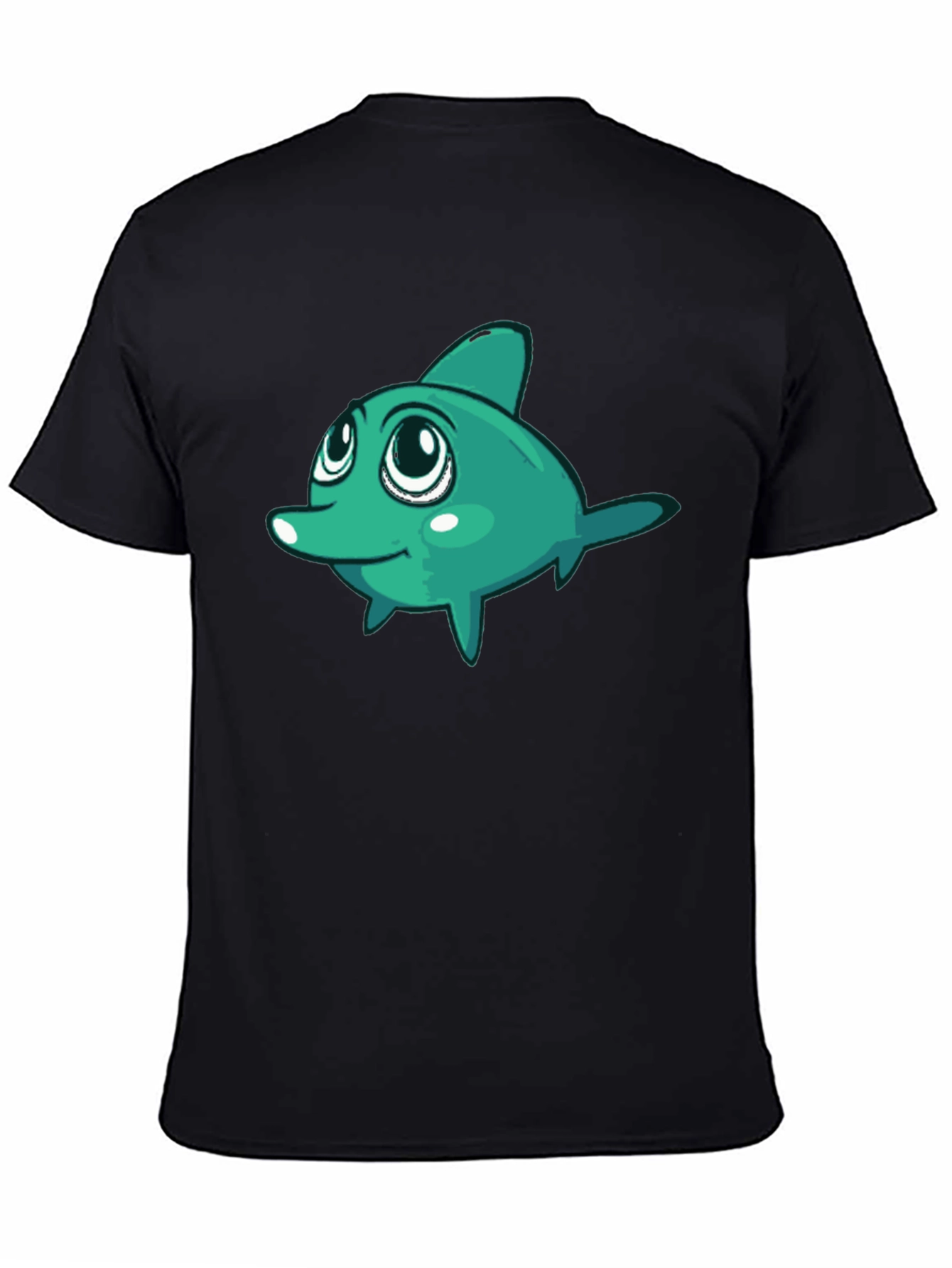 Cute Cartoon Fish Graphic Black T-Shirt