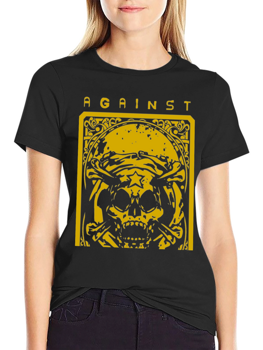 Against Skull Graphic T-Shirt - Black