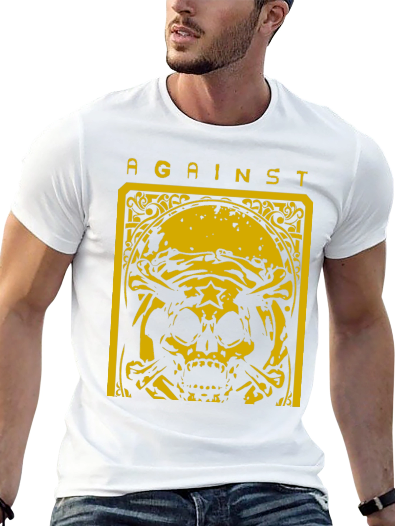 Against Skull Graphic T-Shirt - Black