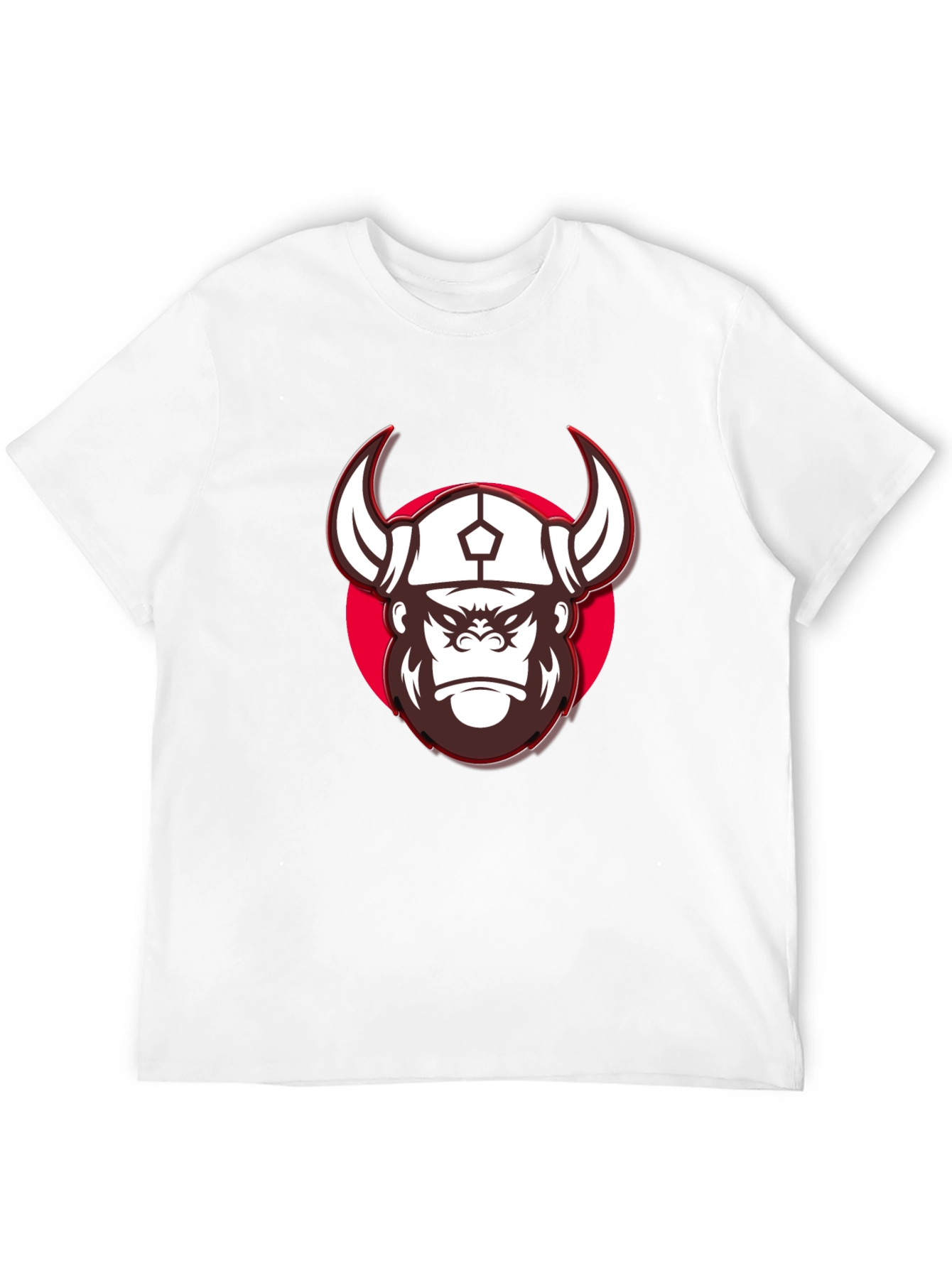 Viking Gorilla Graphic Print Black T-Shirt