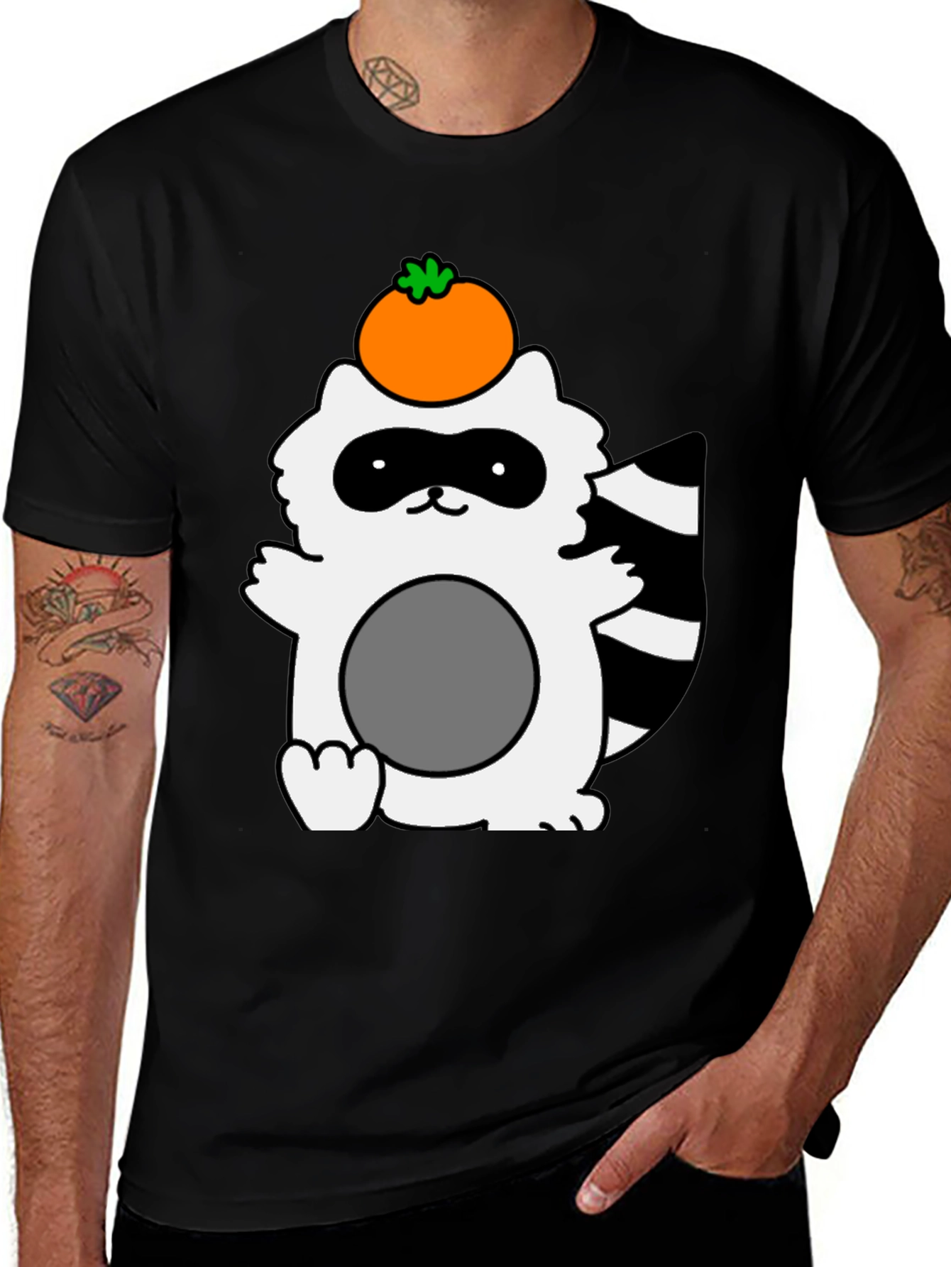 Cute Raccoon with Orange Fruit T-Shirt