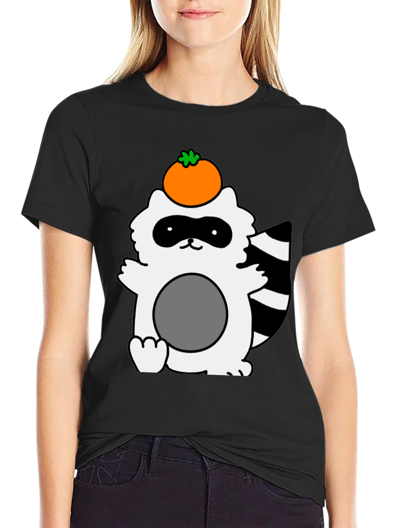Cute Raccoon with Orange Fruit T-Shirt