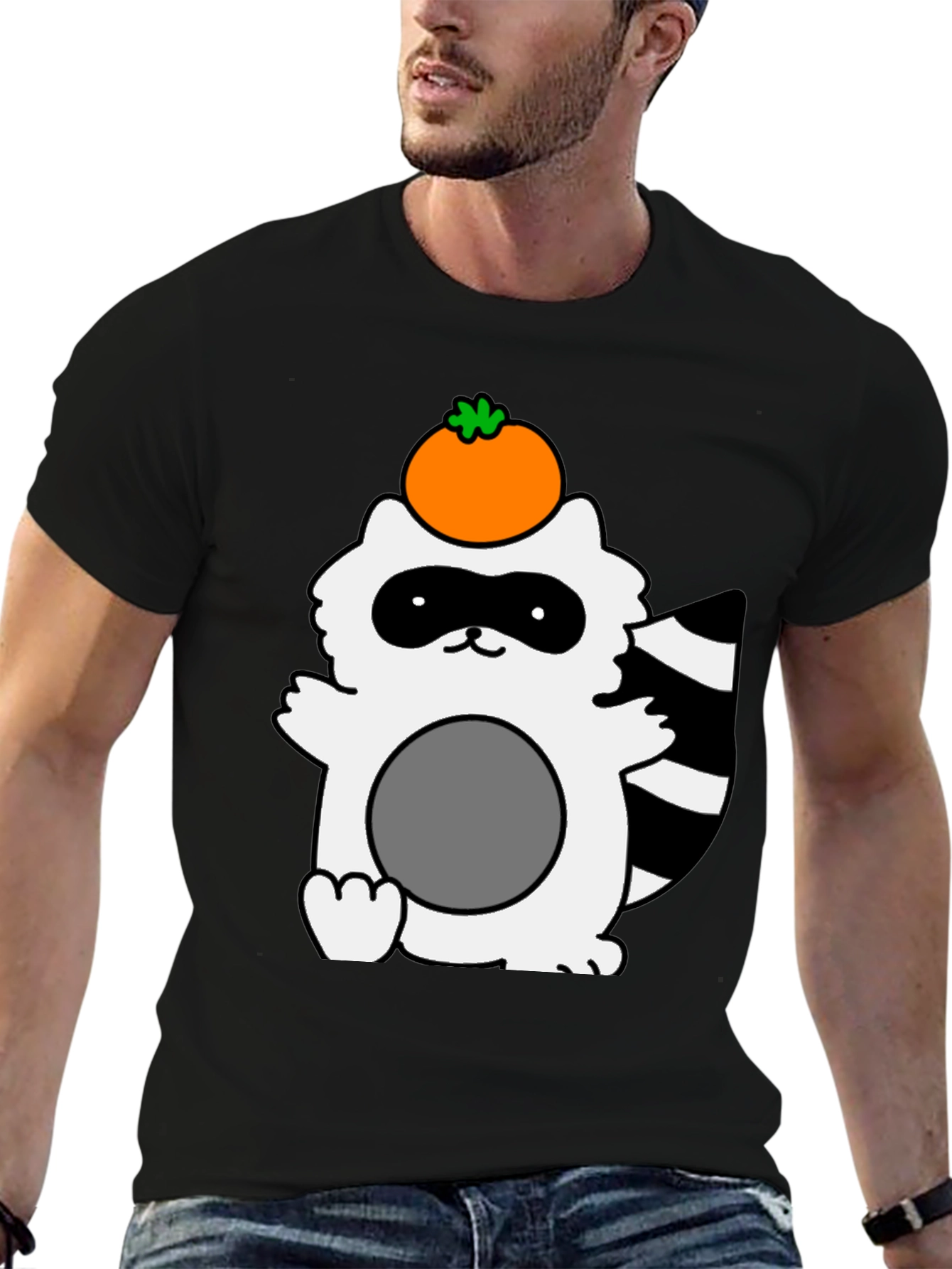 Cute Raccoon with Orange Fruit T-Shirt