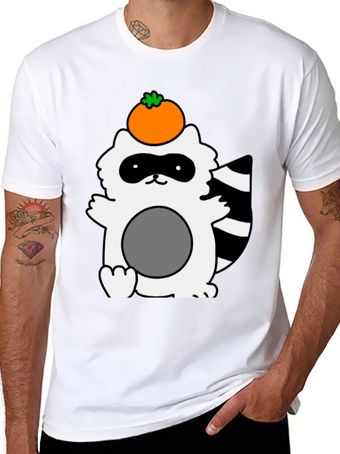 Cute Raccoon with Orange Fruit T-Shirt