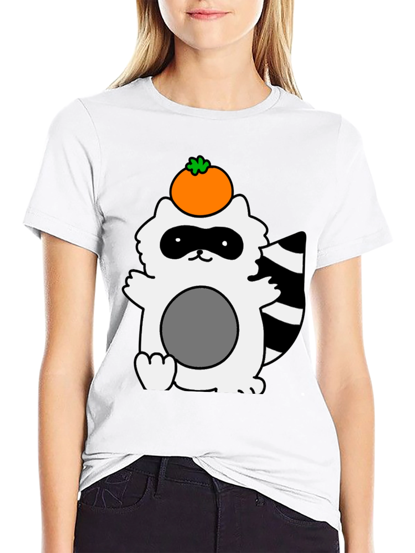Cute Raccoon with Orange Fruit T-Shirt