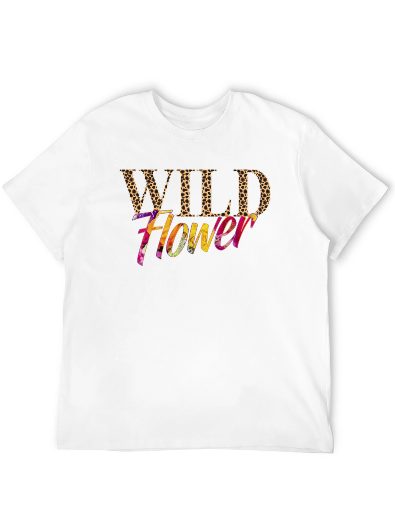 Wild Flower Leopard Print Graphic Tee - Black