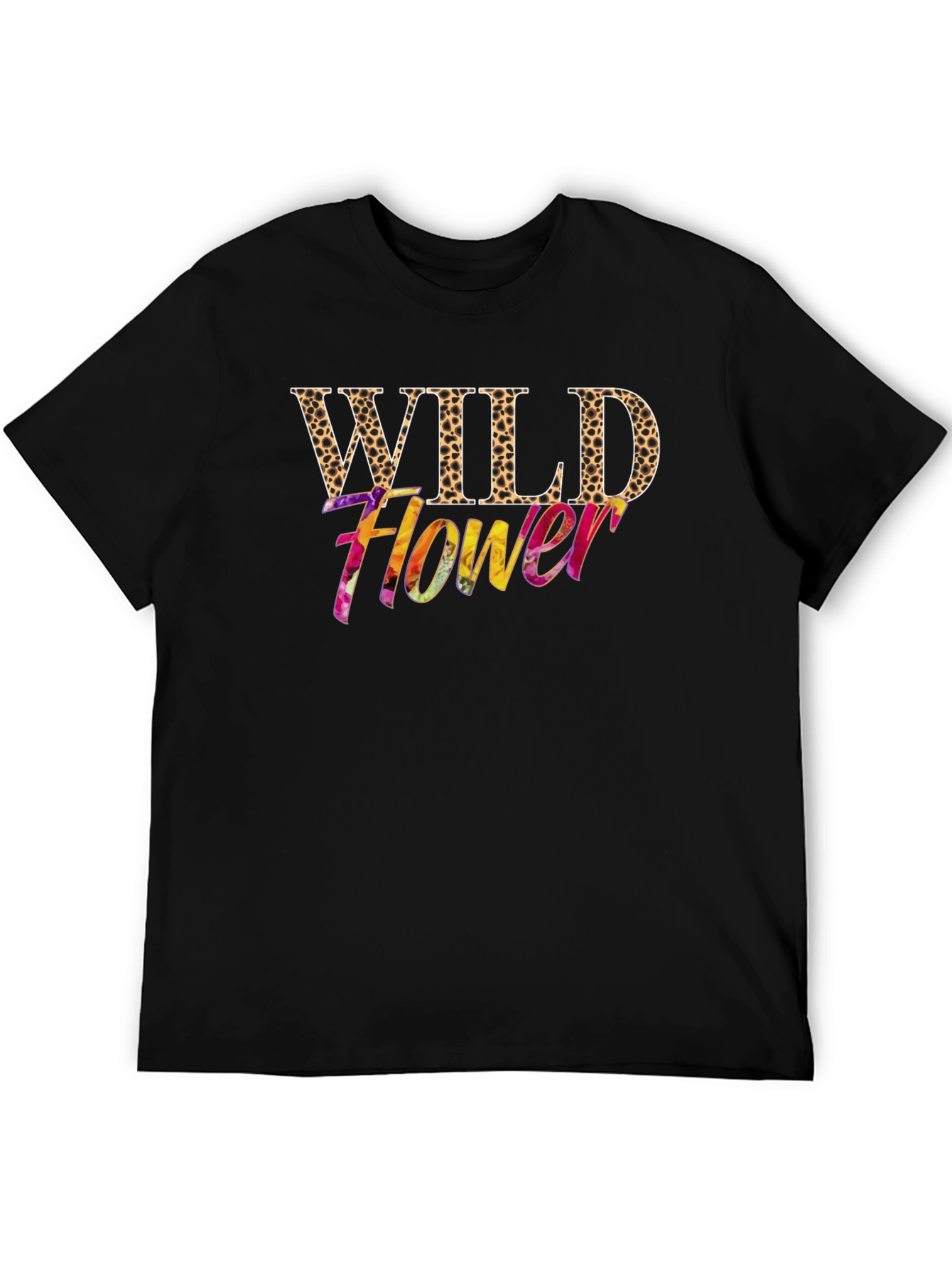 Wild Flower Leopard Print Graphic Tee - Black